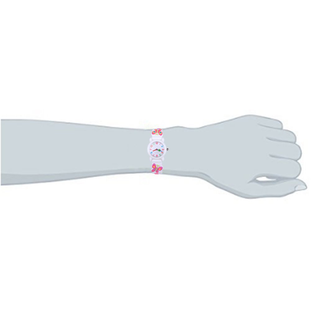 Venhoo Kids Watches - 3D Cute Cartoon Waterproof Silicone Wrist Watch for Girls Ages 3-10 - Perfect for School, Playtime & Outdoor Activities - White Butterfly Design