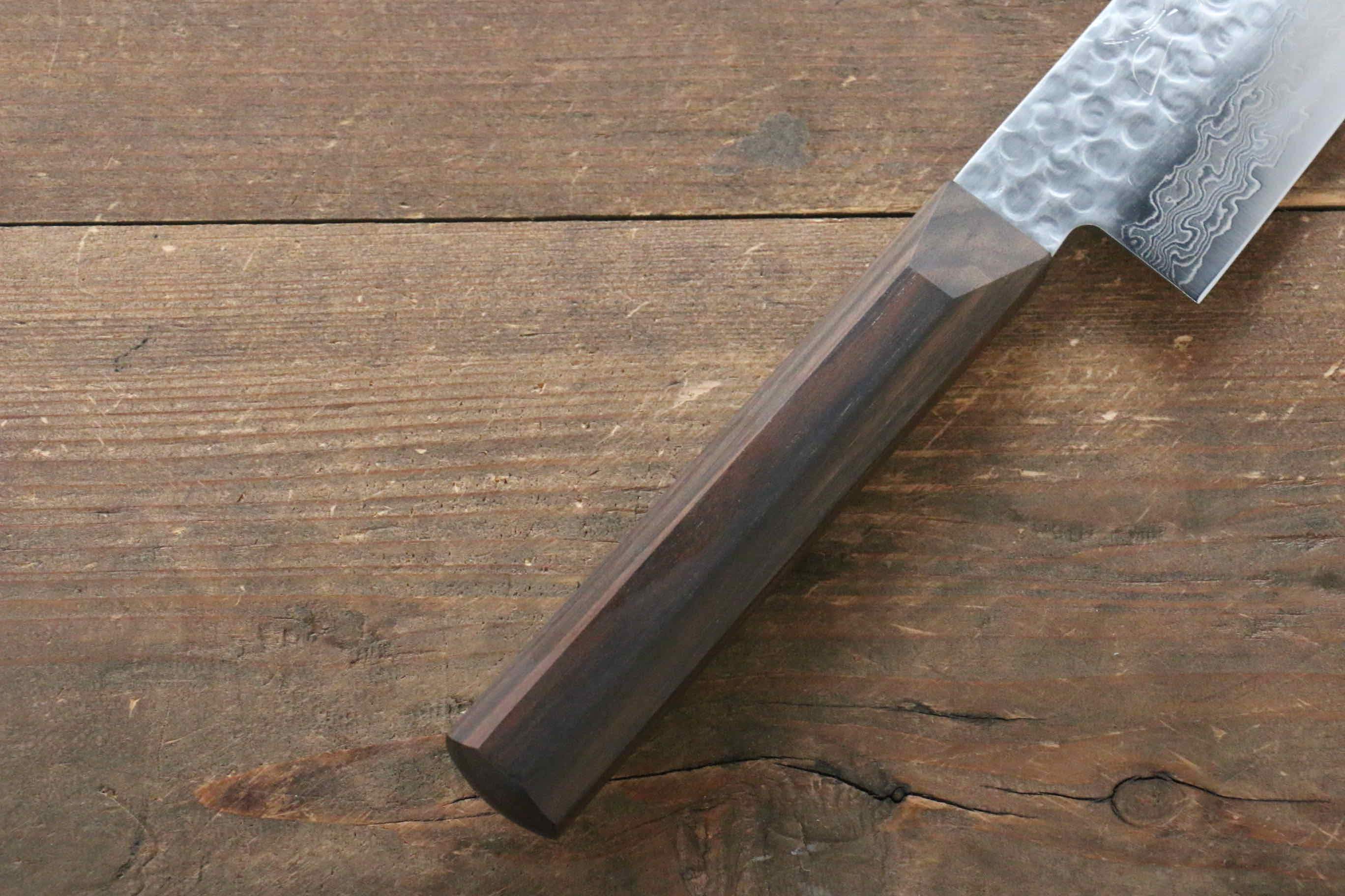 Premium Jikko VG10 17-Layer Damascus Santoku Knife 170mm with Ebony Wood Handle - Perfect for Slicing, Dicing & Chopping Vegetables, Meat & Fish