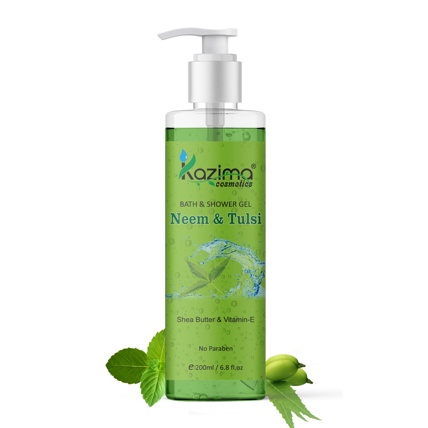 KAZIMA Luxury Bath & Shower Gel Set - Bergamot Vanilla, Strawberry Vitamin E, Orange Lemon Mint, Neem Tulsi (4 x 200ml) | Moisturizing Body Wash for Relaxation, Spa Day & Daily Skincare Routine