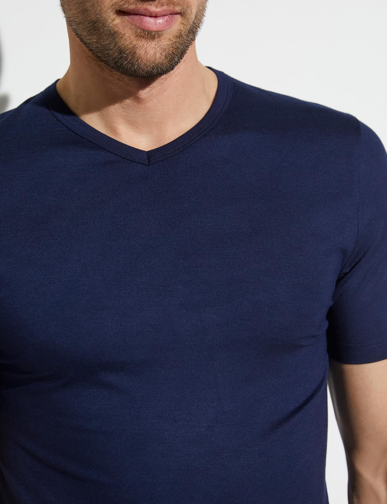 Zimmerli Men's Pureness V-Neck T-Shirt - Premium Cotton Crew Neck Tee for Men - Navy Blue XL (7001346) - Perfect for Casual Wear, Business Casual & Layering