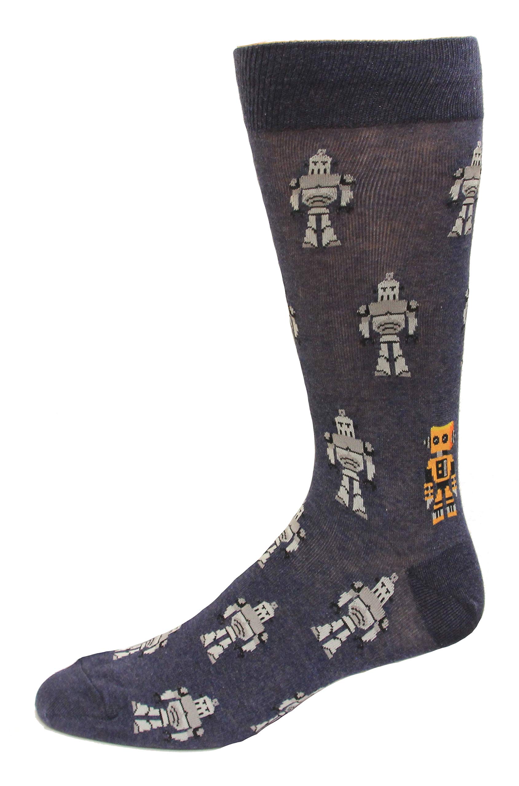Hotsox Men's Robot Print Novelty Socks - 1 Pair, Fits Shoe Size 10-13 - Fun & Comfortable Socks for Work, Gifts & Everyday Wear