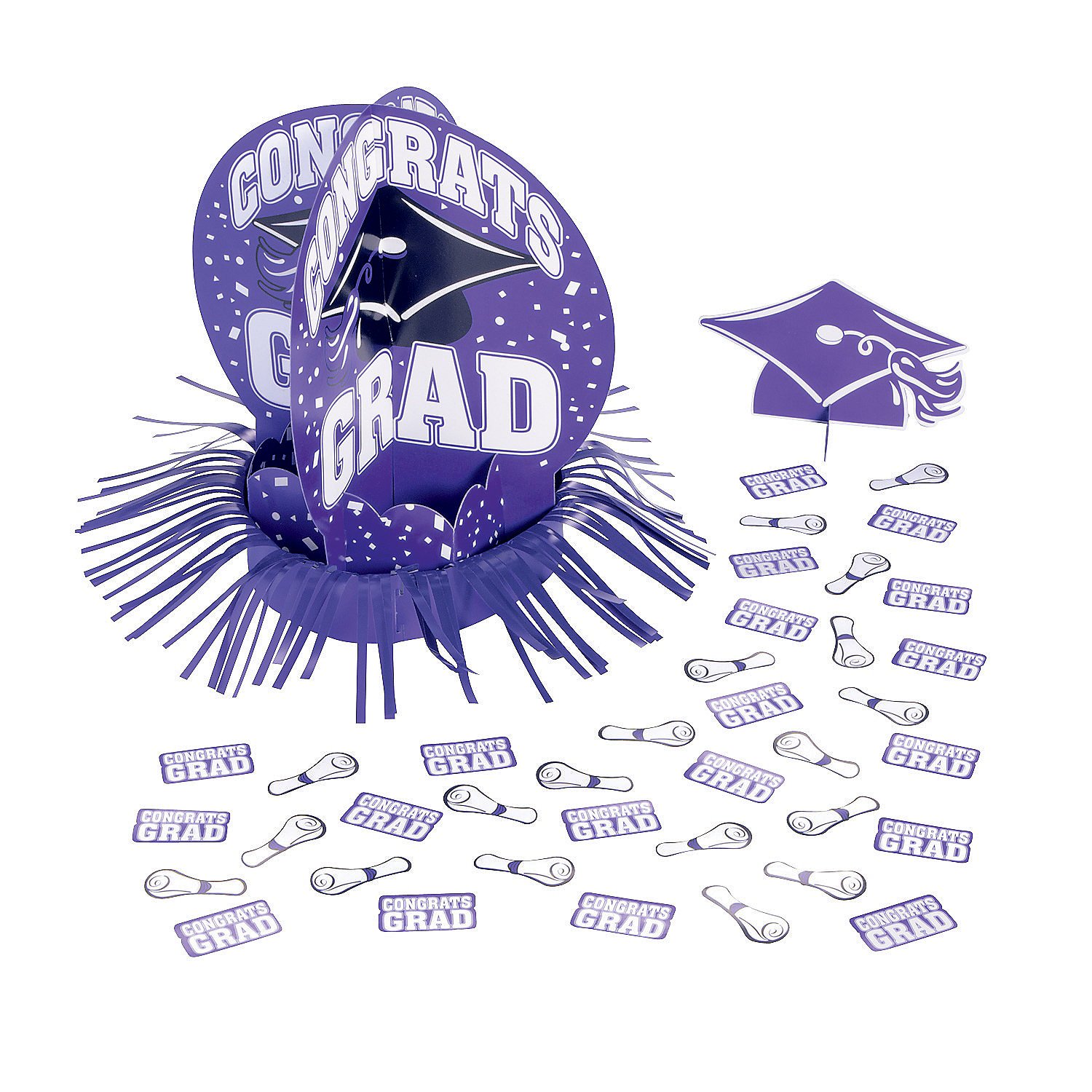Fun Express Purple Graduation Table Decor Kit (23pc) - Graduation Party Decorations, Centerpieces & General Decor for Graduation Ceremonies - Perfect for Graduation Parties, School Events & Celebrations