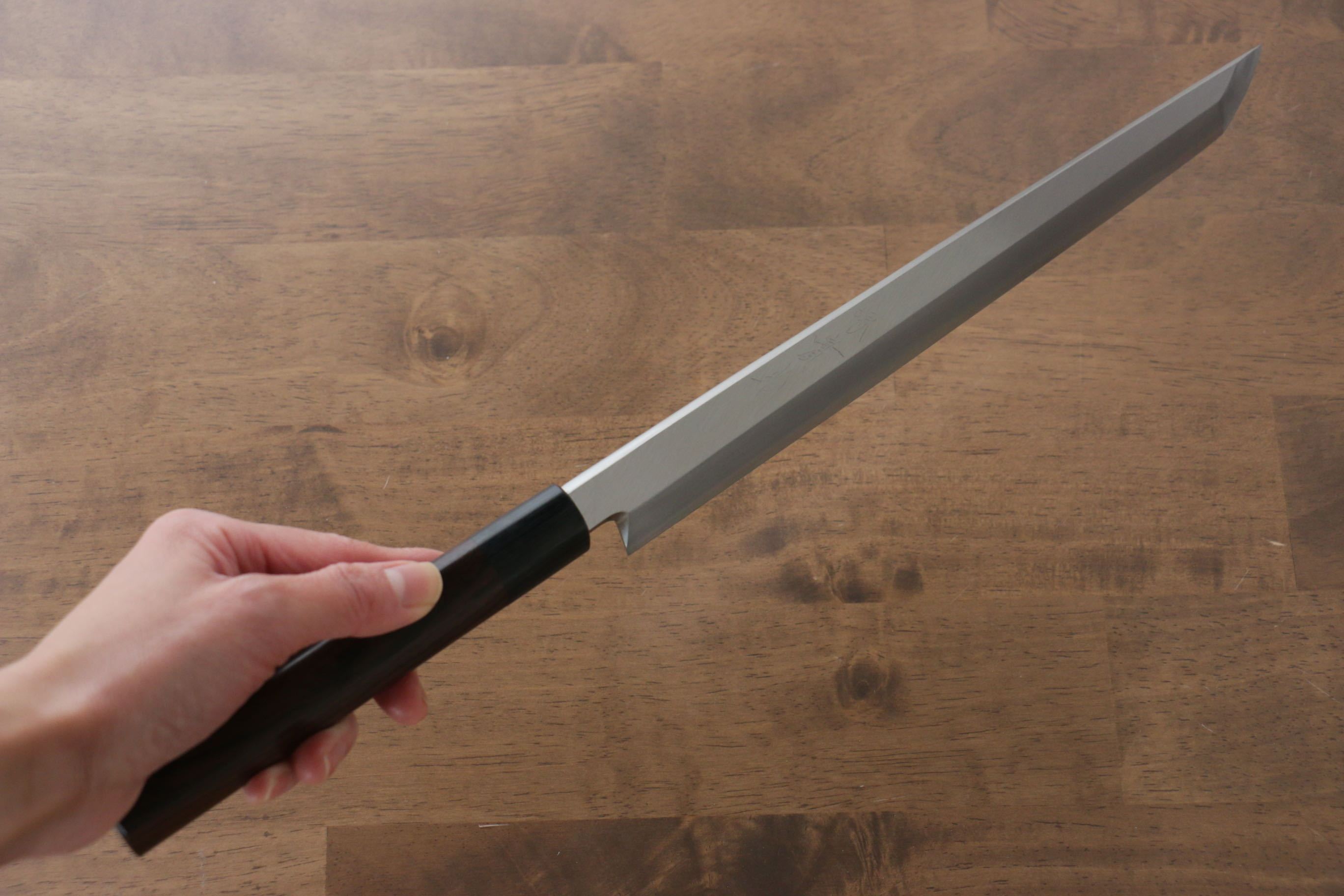 Premium Jikko Silver Steel No.3 Sakimaru Yanagiba 270mm Japanese Sushi Knife with Ebony Wood Handle - Perfect for Sushi Chefs & Professional Kitchen Use