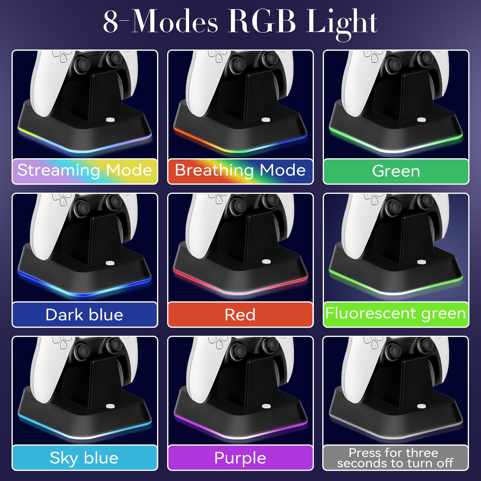 PS5 Controller Charger Station with RGB Headphone Stand & 2 USB Ports - Dual Charging Dock for PlayStation 5 Controllers & Headset - Black | Gaming Accessories for Organized Playstation 5 Setup