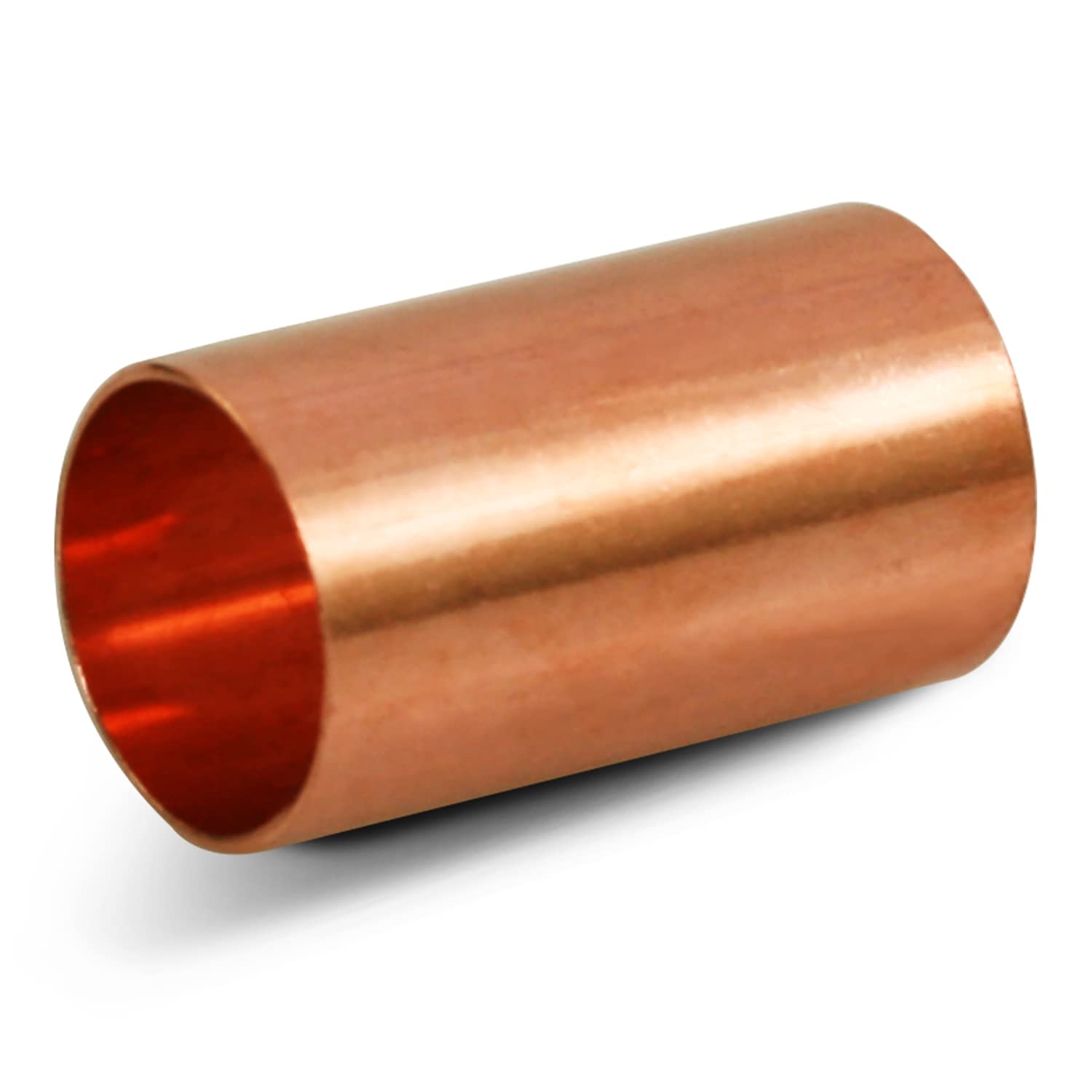 1-1/4 Inch Straight Copper Coupling with Sweat Sockets - No Tube Stop - Plumbing Fittings for Water Supply & HVAC Systems