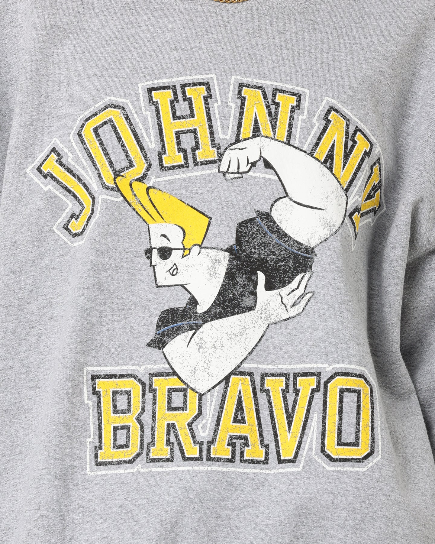 Johnny Bravo Crewneck Sweatshirt - Grey American Thrift Vintage Style for Casual Wear & Street Fashion