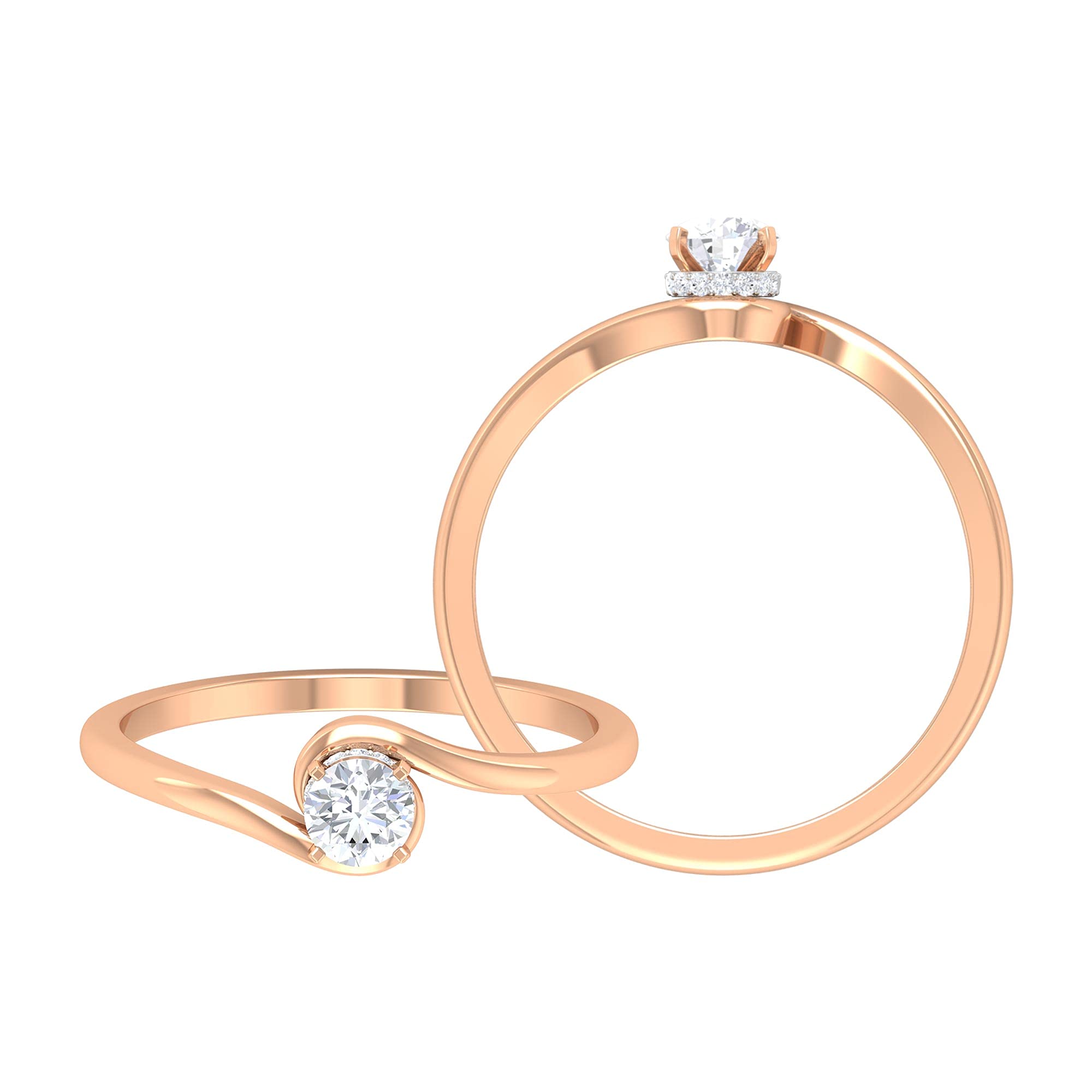 1/2 Carat Diamond Promise Ring - April Birthstone, 14K Solid Gold, Certified Solitaire & Bypass Style Engagement Ring for Women - Perfect for Anniversaries, Proposals & Special Occasions
