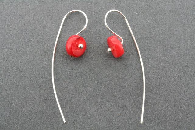 Red Coral Gemstone Drop Earrings for Women - Handmade Dangle Jewelry for Party, Wedding & Special Occasions