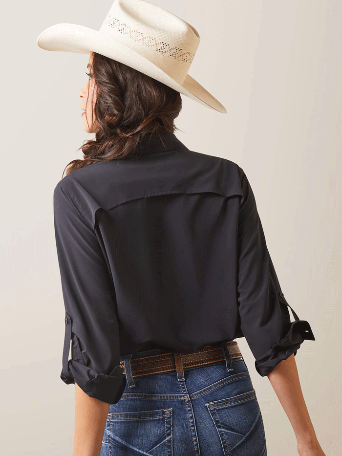 Ariat Women's VentTEK Stretch Shirt - Breathable Performance Shirt for Riding, Hiking & Outdoor Activities - Black (Style 10043494)