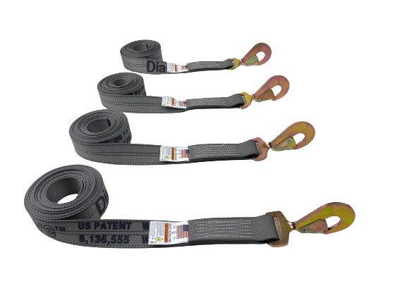 2-Pack 14-Inch Diamond Weave Straps with Twisted Snap Hooks - Heavy Duty Nylon Webbing for Bags, Luggage, Pet Collars & Outdoor Gear (4 Pack)