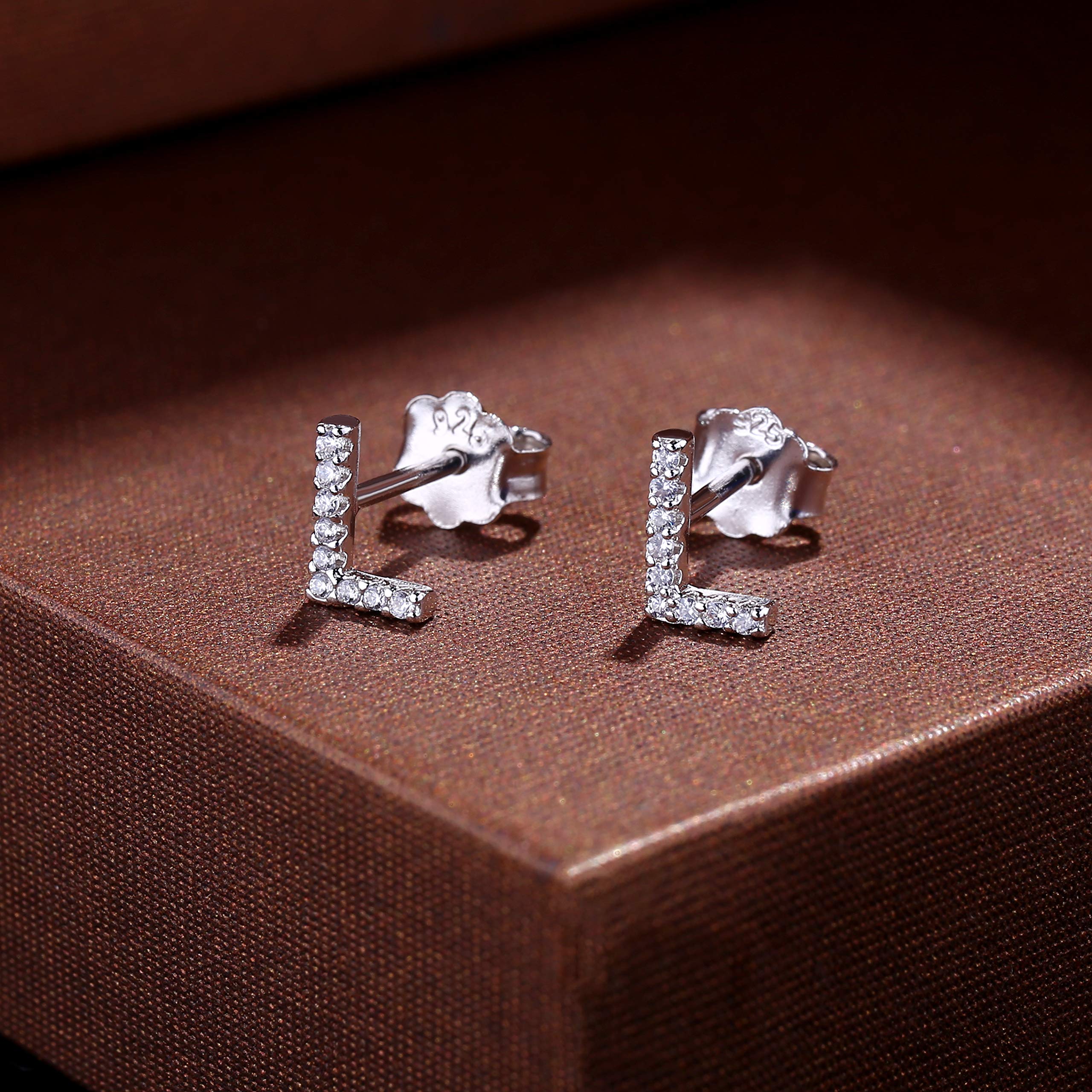 MONOOC Initial Stud Earrings for Women & Girls - Hypoallergenic 925 Sterling Silver Cubic Zirconia Letter Earrings | Perfect Birthday Gift, Graduation Jewelry for Teens & Kids | Everyday Wear, Party & Special Occasion Accessories