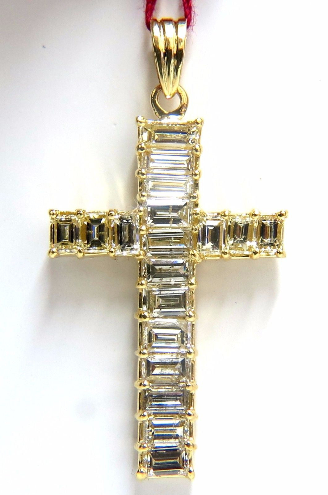 5.23 Carat Natural Diamond Baguette Cross Pendant in 18K Gold - Perfect for Gifts, Weddings & Special Occasions