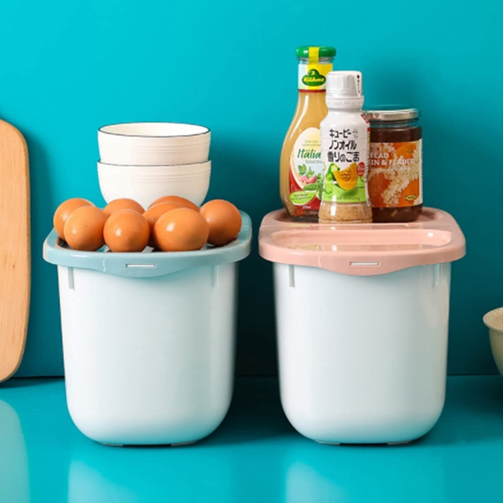 8kg Airtight Rice Storage Container - Moisture-Proof Plastic Food Bin for Rice, Flour & Grains | Household Kitchen Organization (Blue) | Perfect for Pantry, Kitchen & Bulk Food Storage
