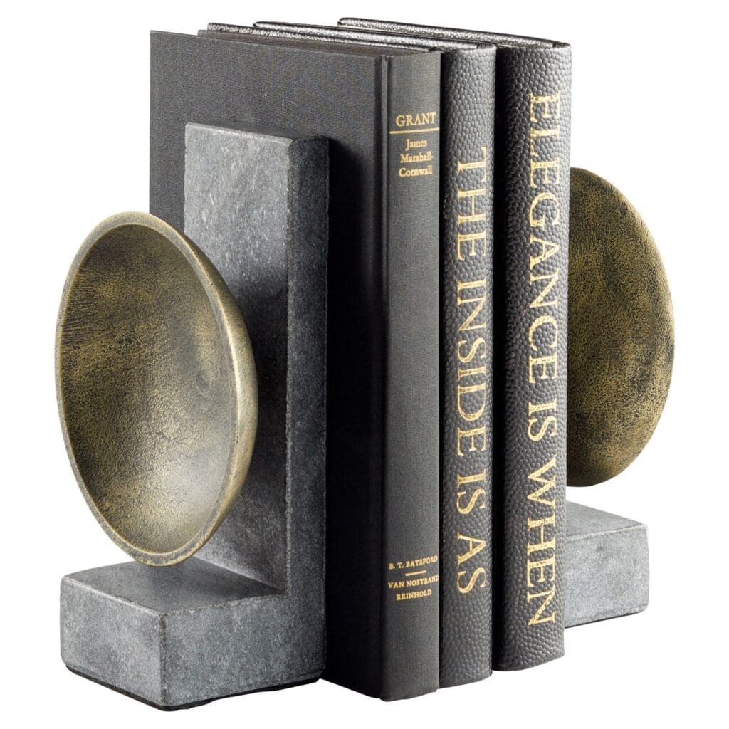 Cyan Design 11500 Taal Bookends - Black & Brass Bookends for Shelves, Stylish Home Office Decor, Perfect for Organizing Books and Displaying Collectibles