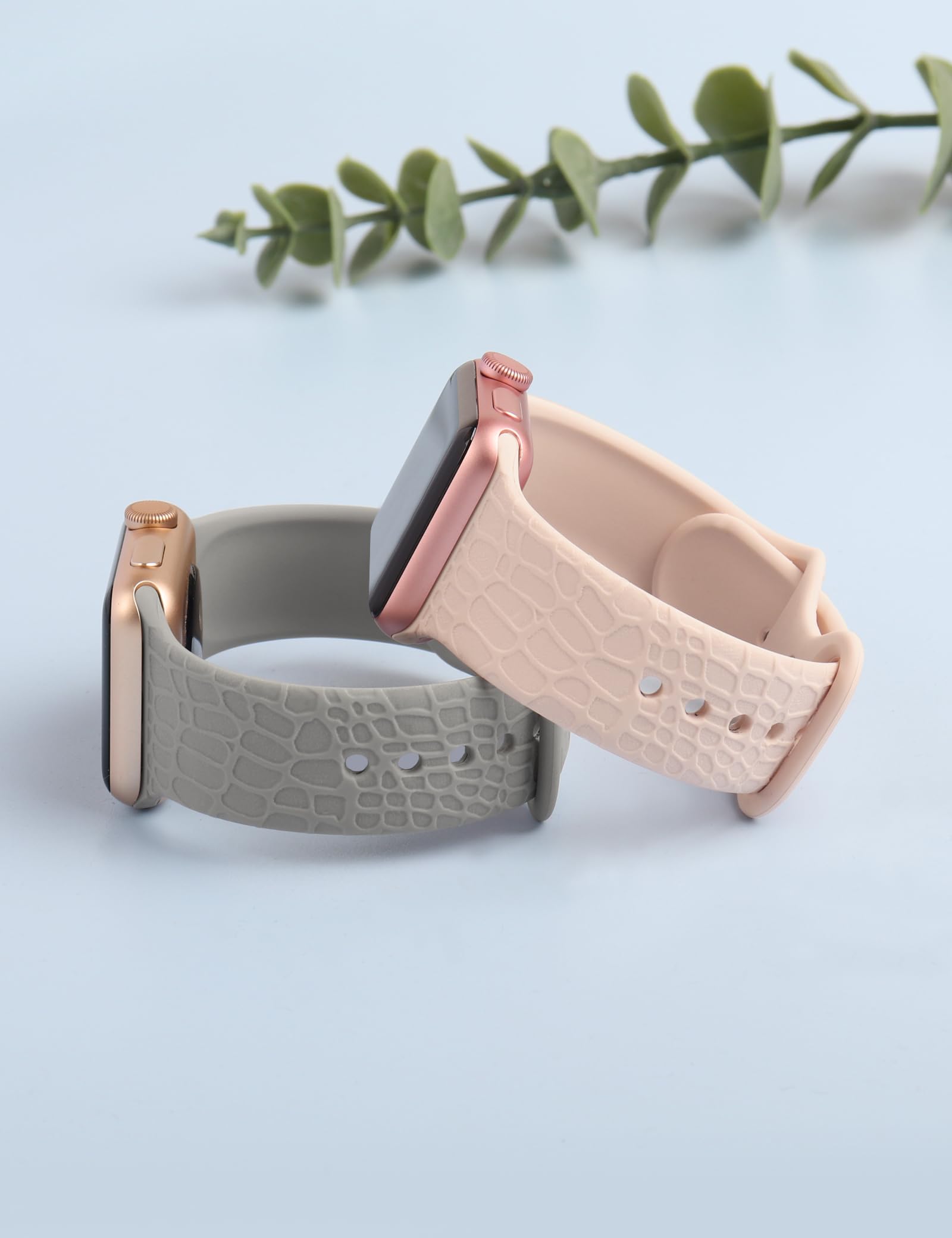 2 Pack Genuine Leather Crocodile Pattern Apple Watch Bands for 38mm 40mm 41mm 42mm 44mm 45mm 49mm - Compatible with iWatch Series 8/7/6/5/4/3/2/SE/Ultra - Stylish Replacement Strap for Men & Women - Perfect for Work, Parties & Everyday Wear