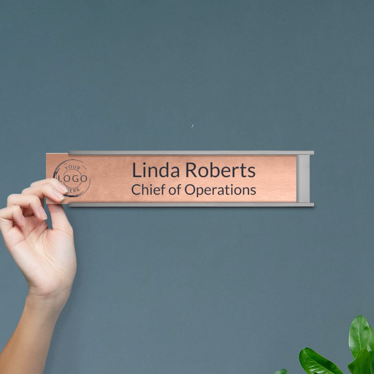 Premium Copper Office Plates (10 x 2 Inch) - Elegant Desk Name Plates for Professional Workspaces, Reception Desks & Corporate Gifts