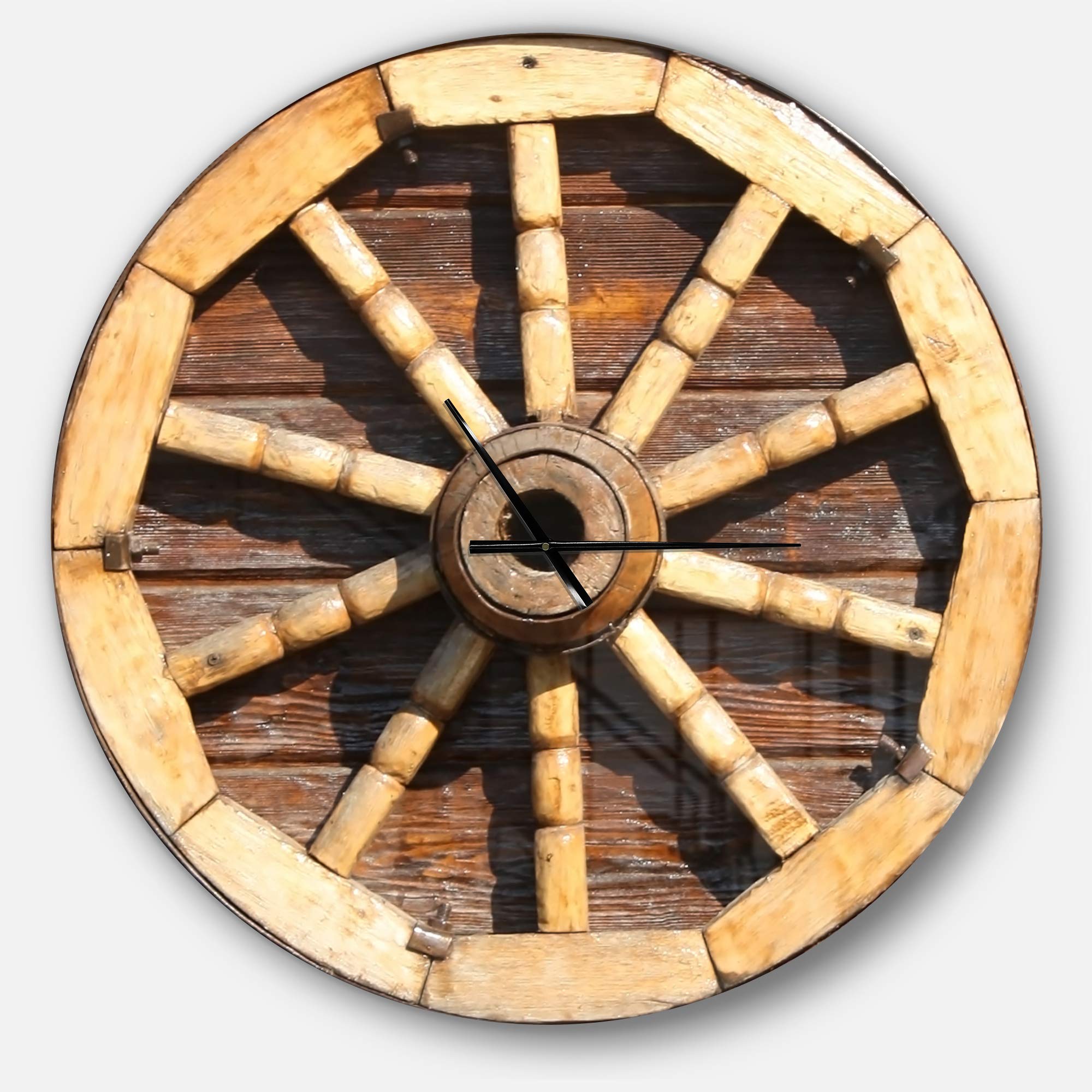 Designart All American Farmhouse Round Wall Clock - Metal Home Decor for Living Room, Bedroom & Office | Rustic Wall Art & Decorative Clock for Country Style Homes