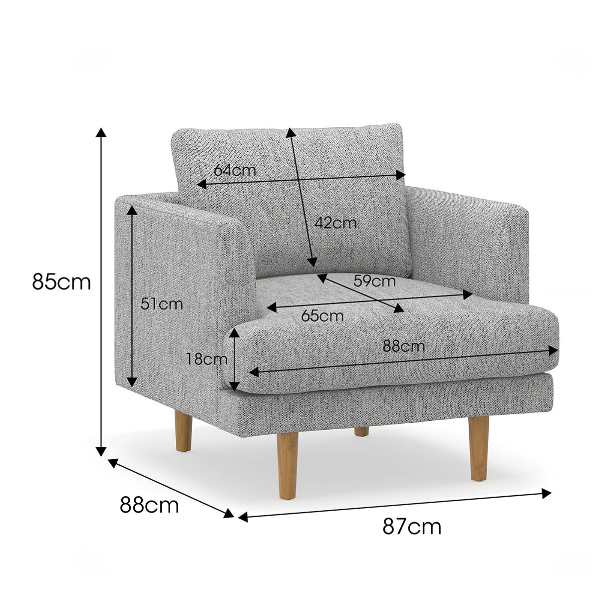 Jaspa Linen Armchair - Modern Comfortable Lounge Chair for Living Room, Bedroom & Office - Perfect for Relaxing, Reading & Home Decor