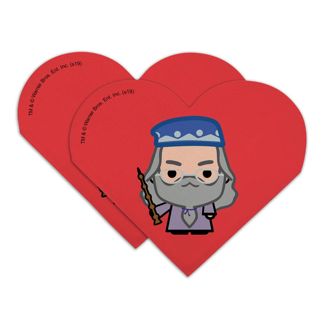 Harry Potter Dumbledore Cute Chibi Character Heart Faux Leather Bookmark Set of 2 - Perfect for Book Lovers, Gifts & Collectibles - Great for Reading, School & Office Use