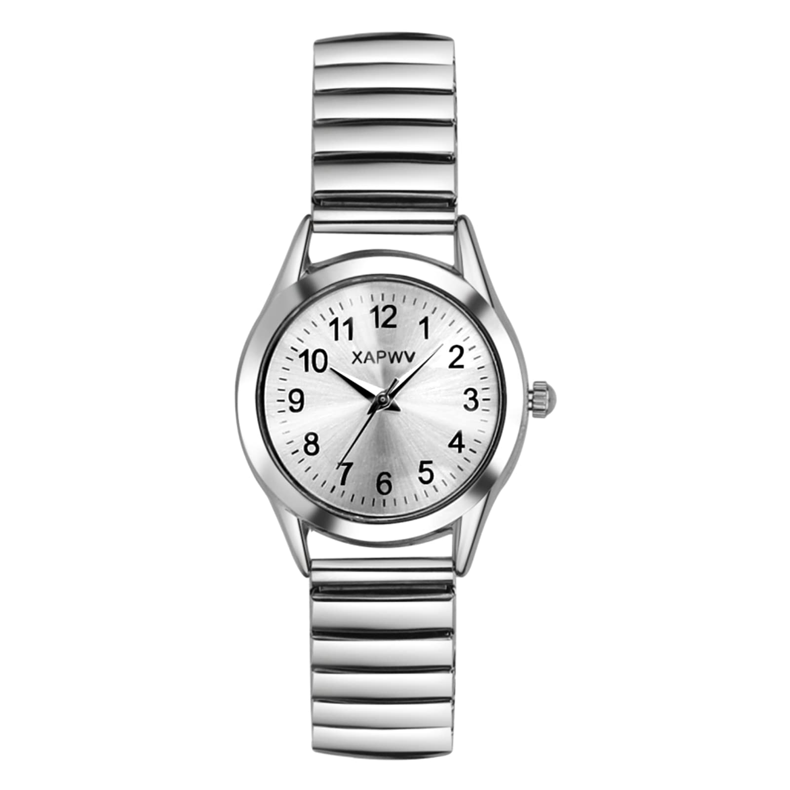 JewelryWe Women's Ultra Thin Watch - Gold/Silver Stretch Band for Easy Reading & Comfort