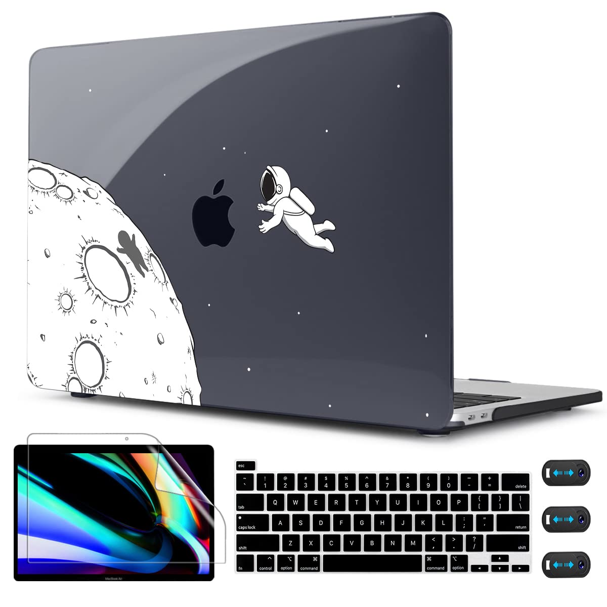 CISSOOK Black Astronaut Hard Shell Case for MacBook Pro 13 Inch (2020-2023 Models) - Compatible with M2 A2338 & M1 A2251/A2289 - Protective Plastic Cover with Keyboard Protector | Perfect for Work, Travel and School Use