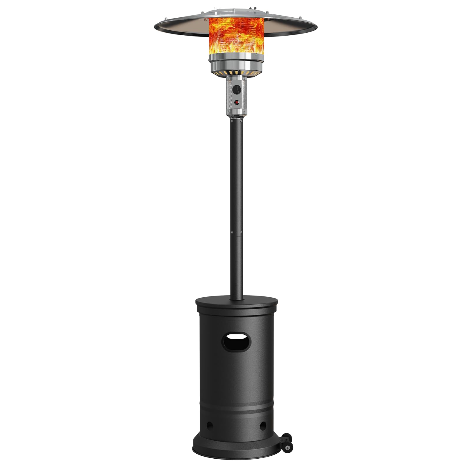 48000 BTU Outdoor Patio Heater with Wheels - 3 Heat Settings, Portable Propane Heater for Backyard, Deck & Garden - Round Table Design for Outdoor Dining & Entertainment