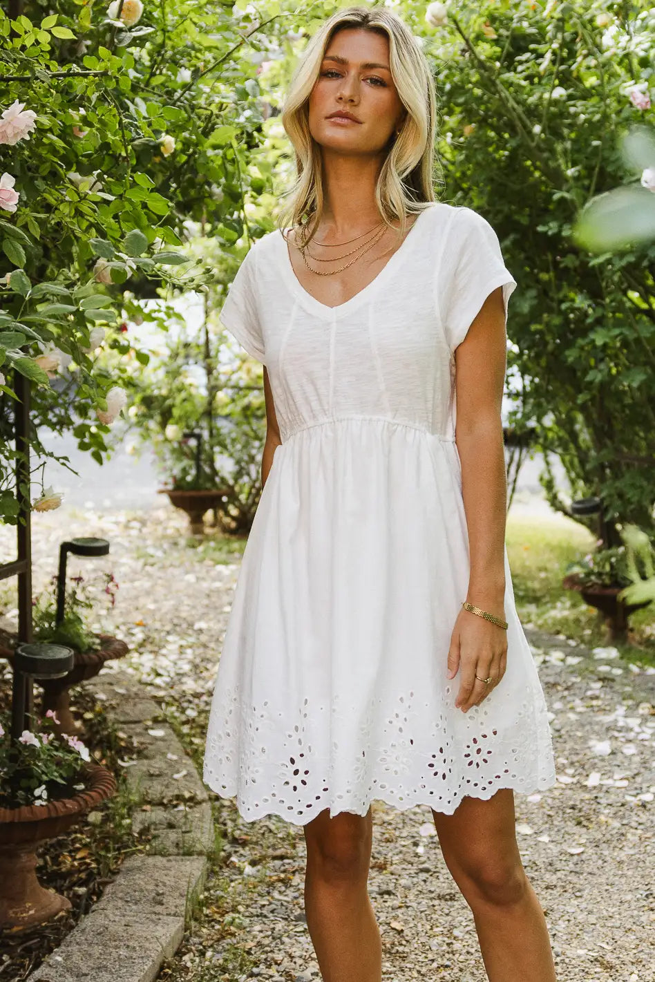 Aria White Eyelet Lace Mini Dress - Elegant Summer Party Dress for Weddings, Cocktails & Special Occasions