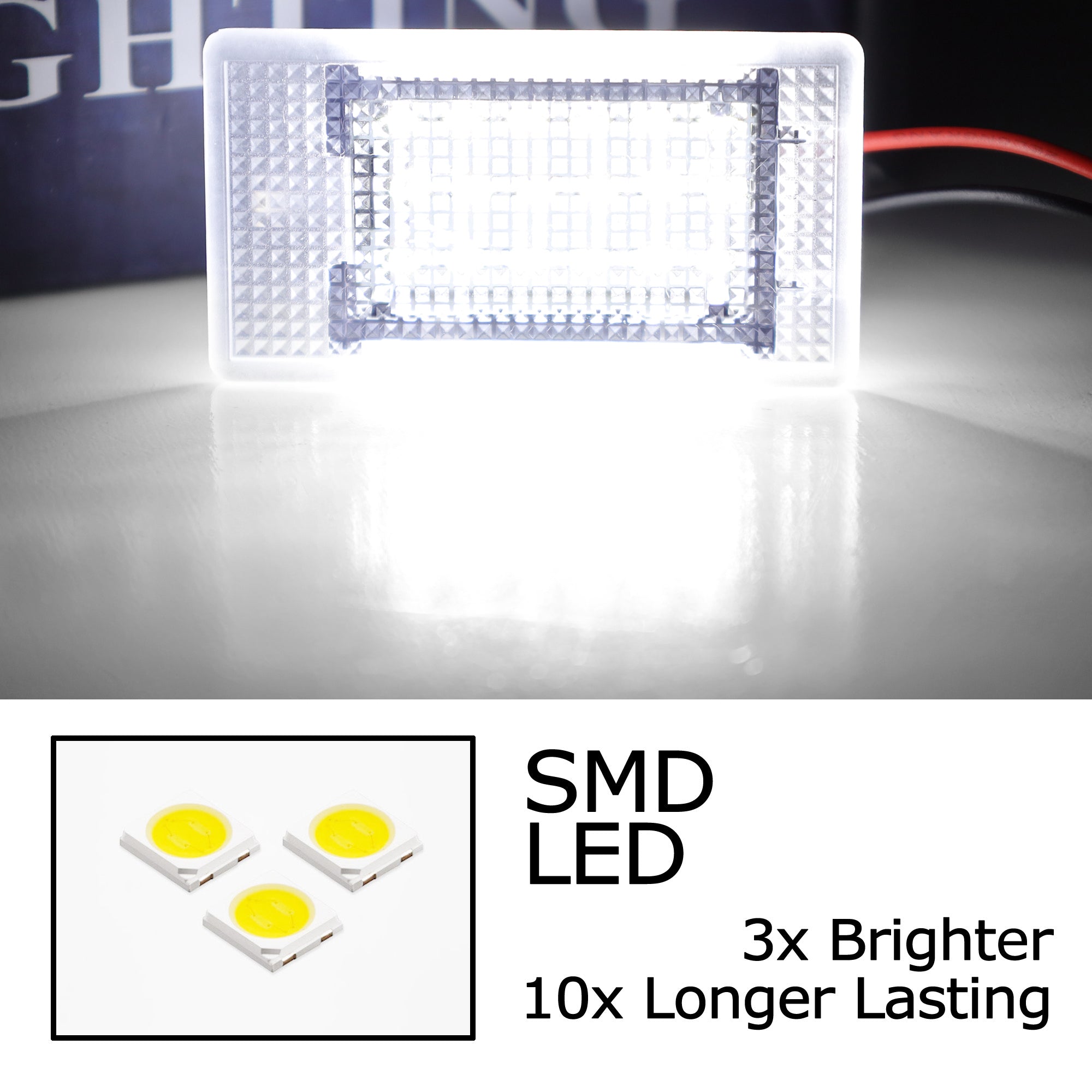 2 Pack White 18 SMD LED Trunk Lights for Ford Fiesta, Focus, C-Max, EcoSport - Bright Interior Lighting for Luggage & Storage Areas