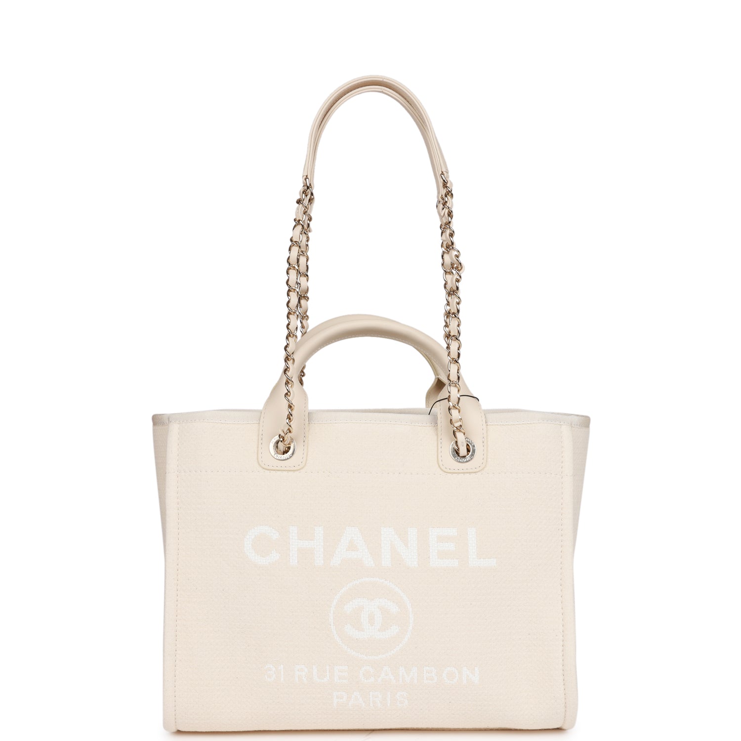 Chanel Large Deauville Shopping Bag - White Boucle Leather Tote with Light Gold Hardware | Luxury Designer Handbag for Women, Perfect for Travel, Work & Everyday Use