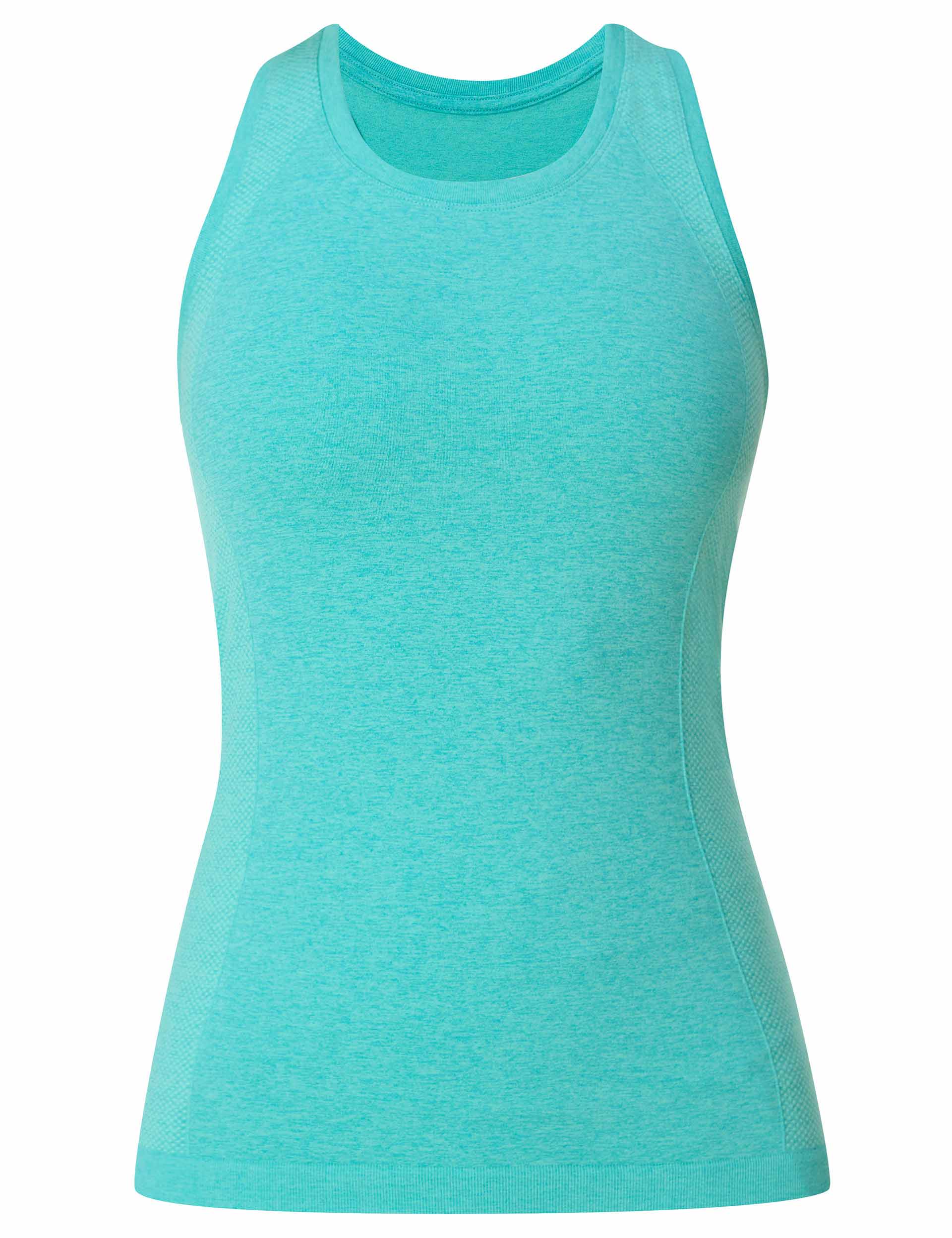 Seamless Gym Vest for Athletes - Breathable Workout Tank Top in Seaspray Ripple Blue Marl - Perfect for Gym Training, Running & Yoga