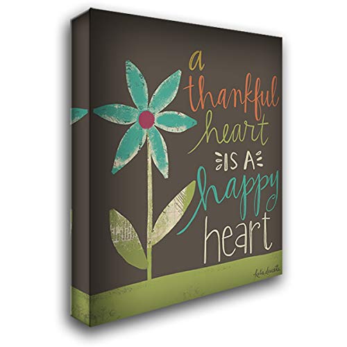 Katie Doucette 'Thankful Happy Heart' 19x24 Gallery Wrapped Canvas Art - Perfect for Home Decor, Living Room Wall Art & Thanksgiving Gifts