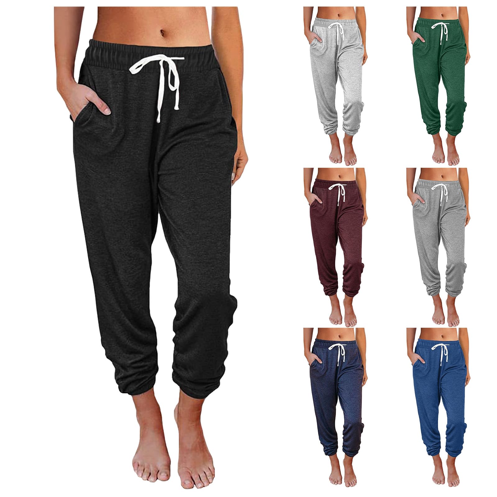 Canbebig Women's Jogger Pants 2023 - Soft Casual Sweatpants with Drawstring Elastic Waist, Loose Fit Jogging Trousers for Workout, Lounge & Everyday Wear
