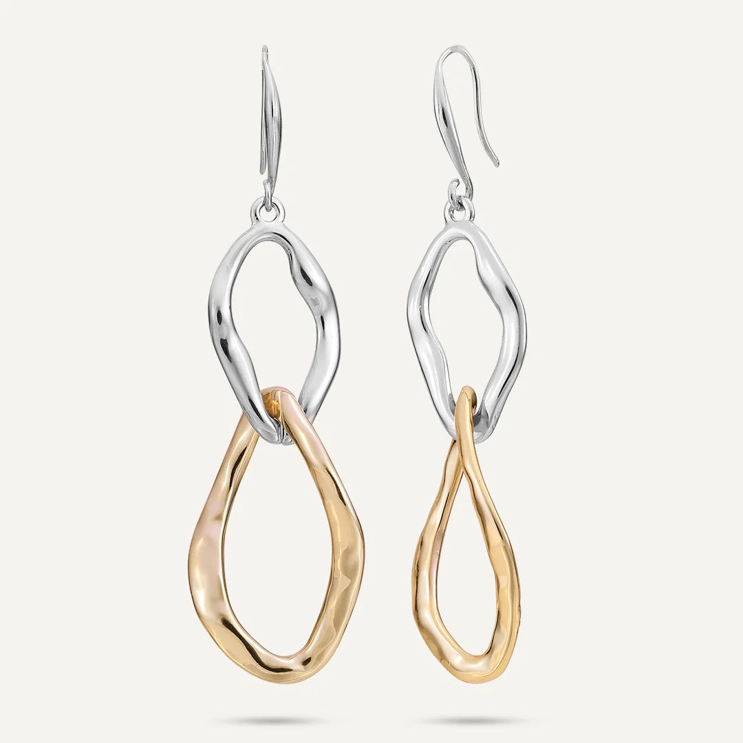 Elisa Drop Earrings Two Tone - Gold and Silver Dangle Earrings for Women, Elegant Jewelry Gift for Birthday, Anniversary, Party & Special Occasions