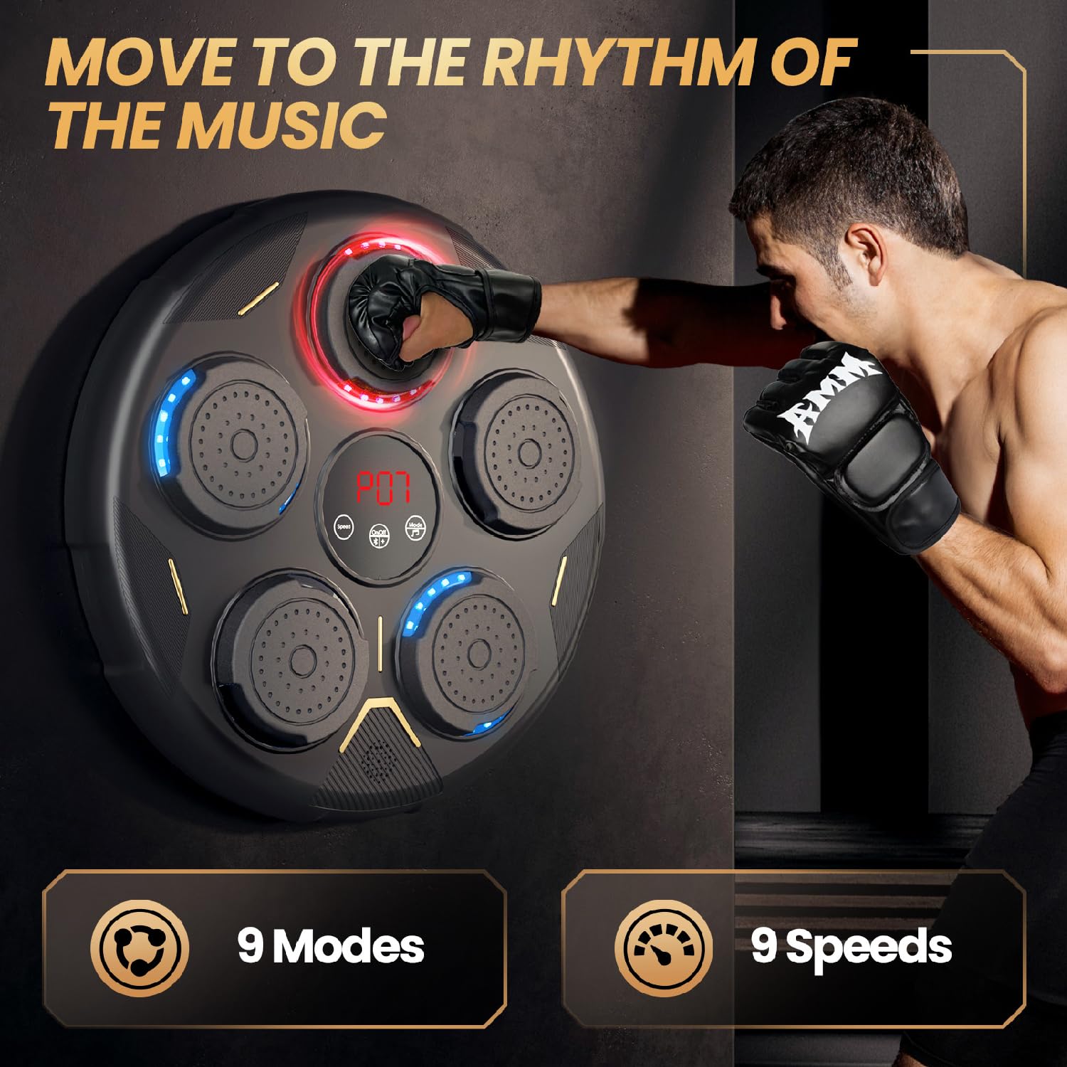 Best Music Boxing Machine EE - Portable Bluetooth Punching Bag with LED Lights for Home & Gym Workouts - Perfect for Fitness, Stress Relief & Fun Family Activities