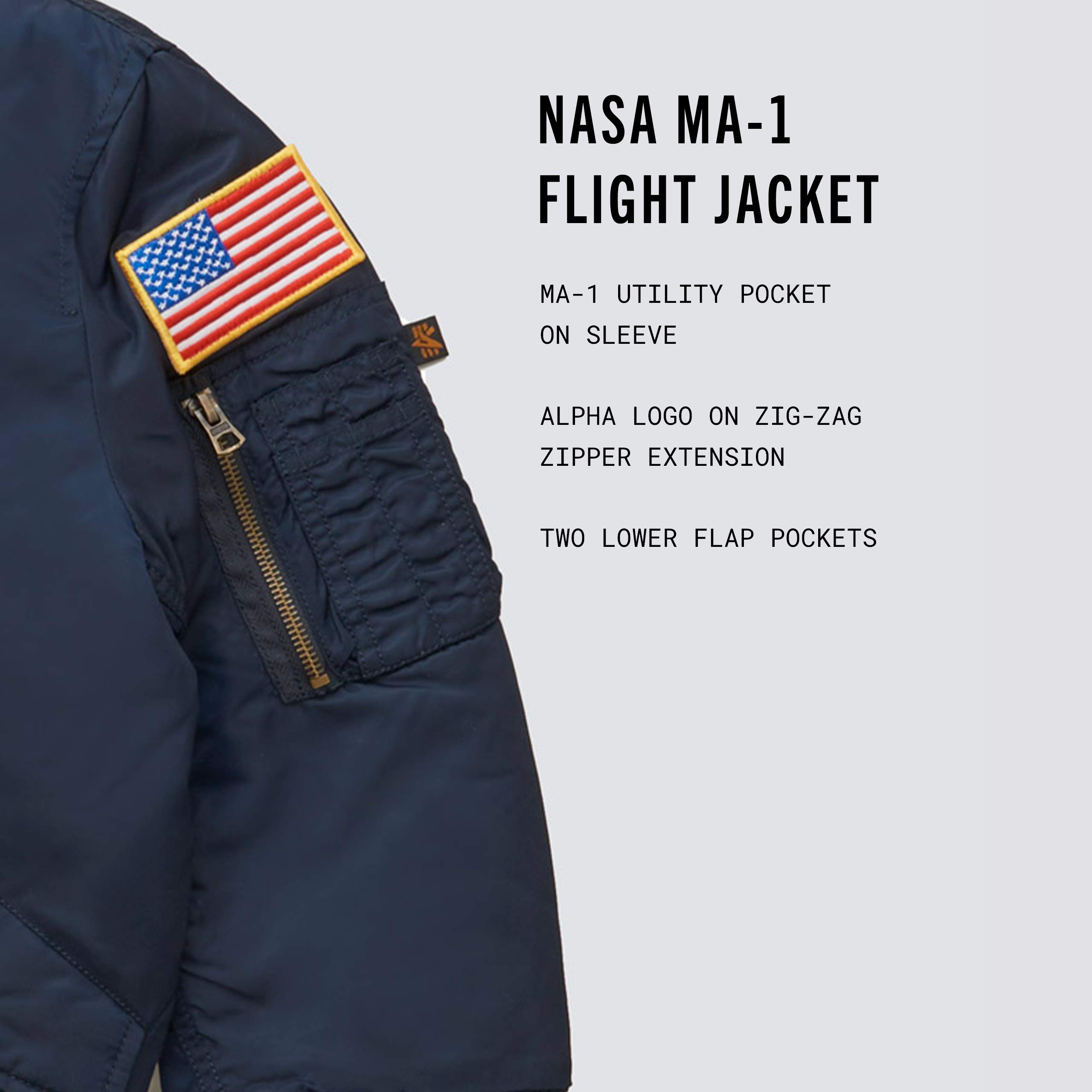 Alpha Industries MA-1 Bomber Jacket for Men - NASA-Inspired Flight Jacket with Water-Resistant Shell - Perfect for Streetwear, Aviation Enthusiasts & Outdoor Adventures