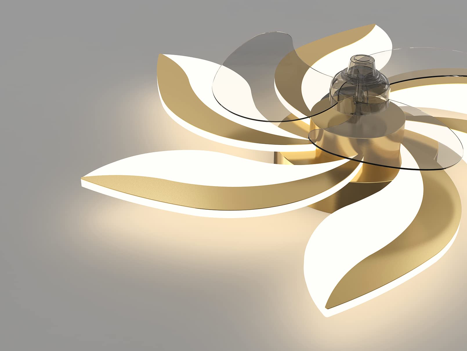Modern Gold Ceiling Fan with Light & Remote Control - 6-Light LED Dimmable Chandelier for Bedroom, Dining Room & Living Room | Quiet Operation, Energy Efficient Lighting & Stylish Home Decor