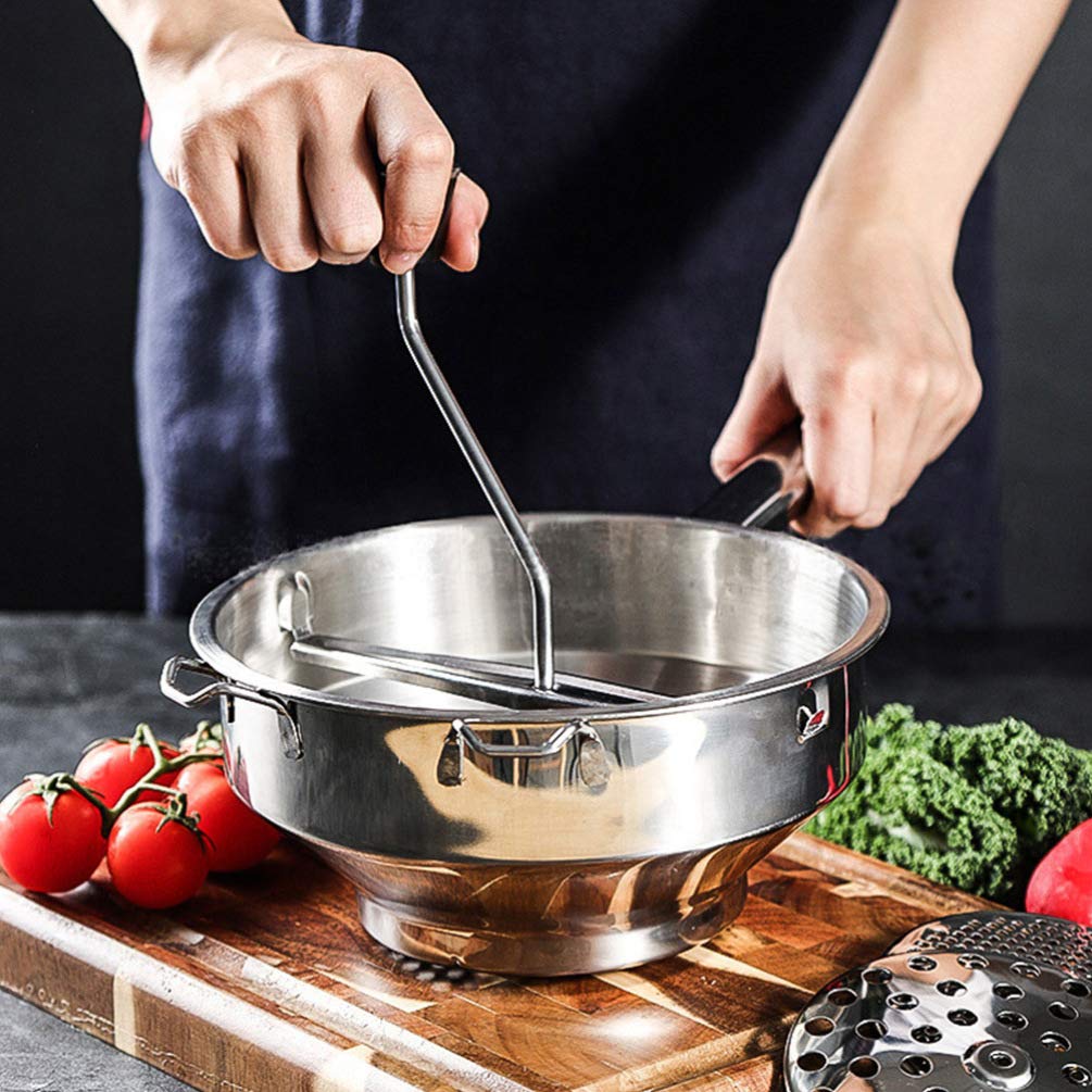 UPKOCH Stainless Steel Potato Masher & Food Mill with Grinding Discs - Rotary Handle for Smooth Purees, Sauces, Jams - Perfect for Mashed Potatoes, Applesauce, Baby Food & Kitchen Prep