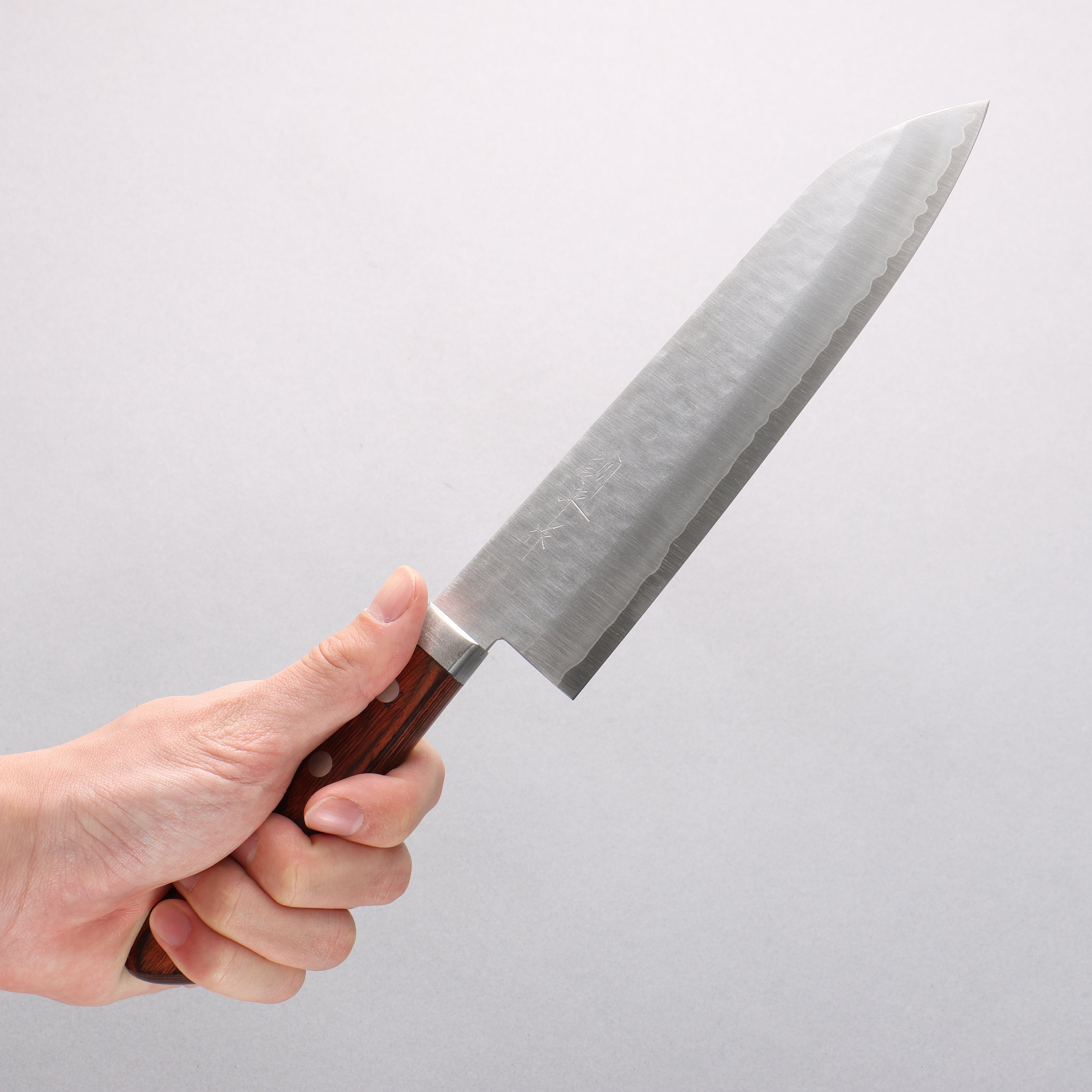 Premium Kunihira VG1 Hammered Gyuto 180mm Japanese Chef Knife with Mahogany Handle - Perfect for Sushi, Meat Slicing & Professional Kitchen Use
