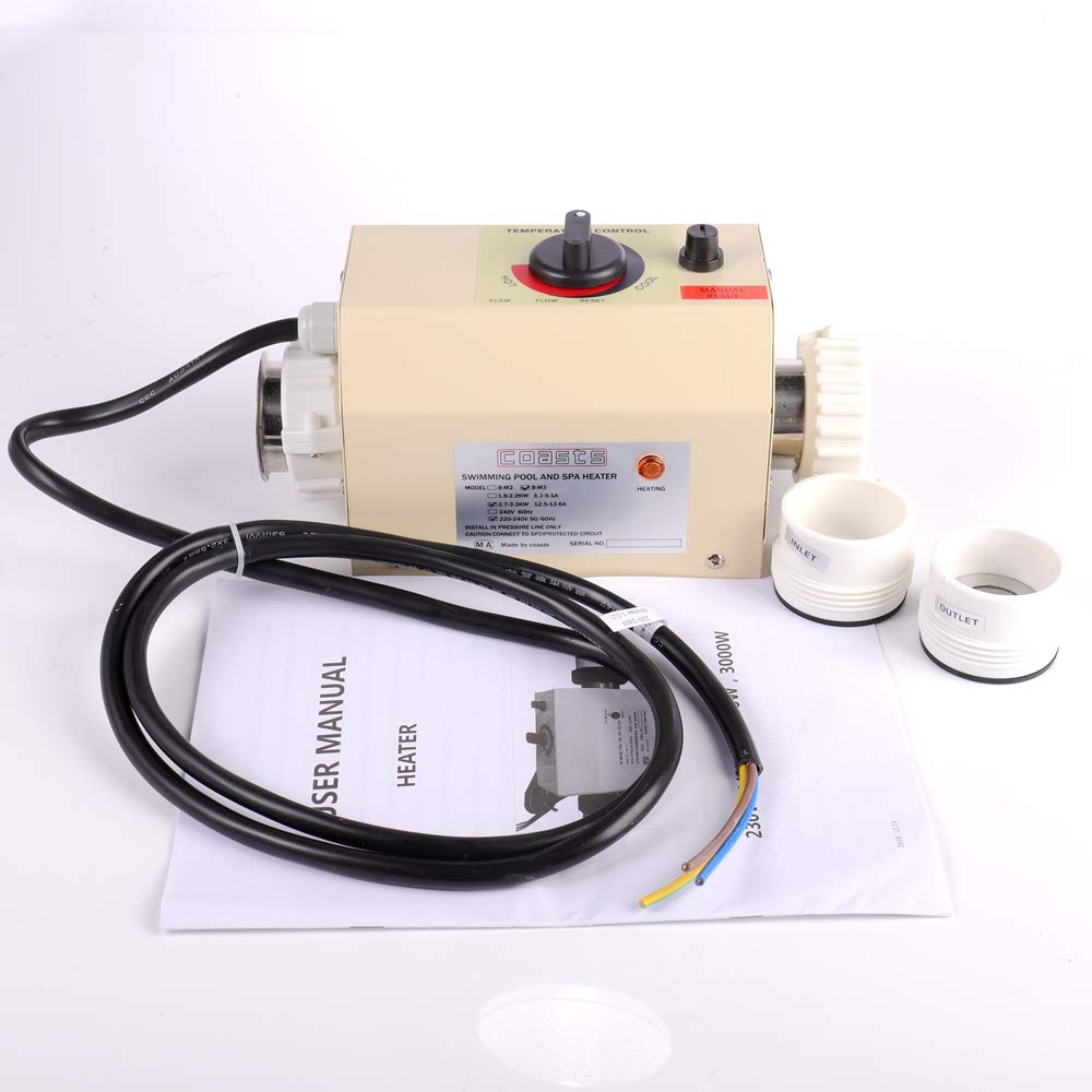 Upgraded 3KW High Efficiency Electric Water Heater Thermostat 220V-240V for Swimming Pools & Above Ground Pools - Smart Temperature Control for Home, Spa & Outdoor Use