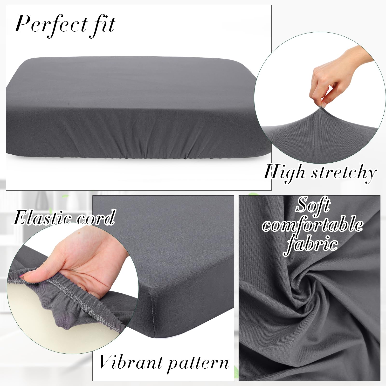 Newwiee 12-Piece Waterproof Stretch Outdoor Cushion Covers Set - Washable Sofa Slipcovers for Patio Furniture (20-27 Inch, Dark Gray) - Perfect for Pet Owners & Outdoor Living Spaces