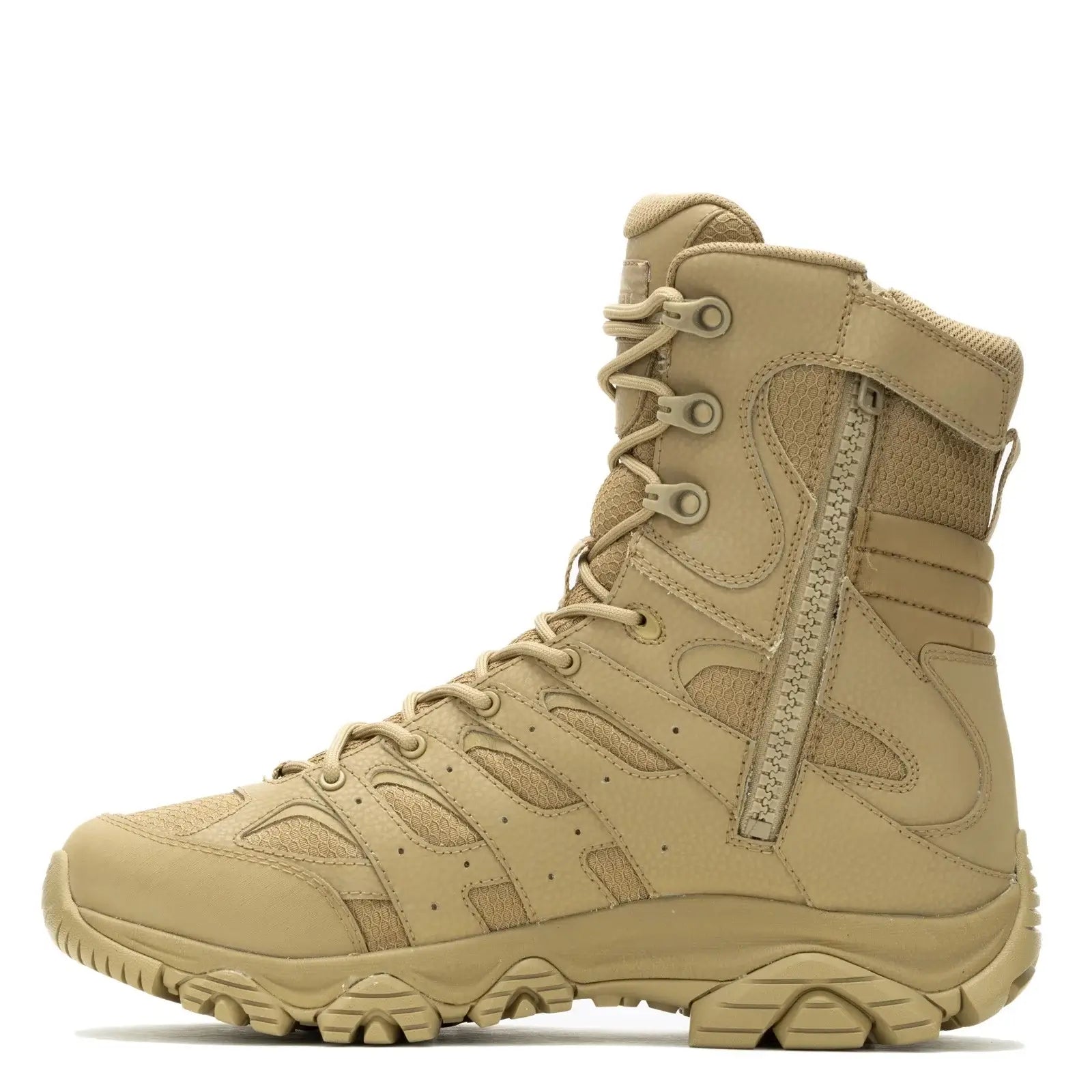 Moab 3 8 Tactical Side Zip Work Boots - Waterproof Dark Coyote - Durable Military & Outdoor Boots for Hiking, Construction & Tactical Operations