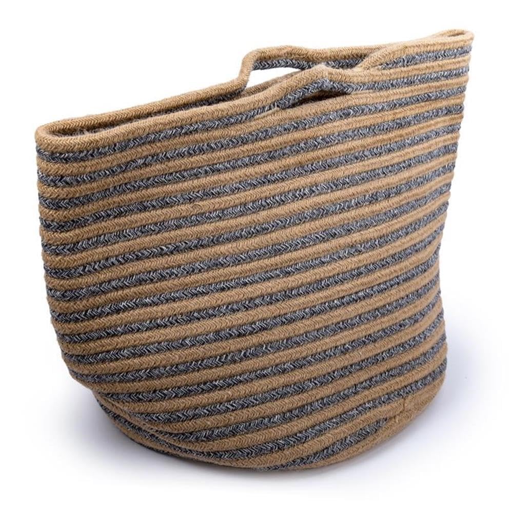 Blue & Beige Cotton Rope Storage Basket - Handmade Organizer for Home, Nursery, or Office - Perfect for Toys, Blankets, and Laundry Organization