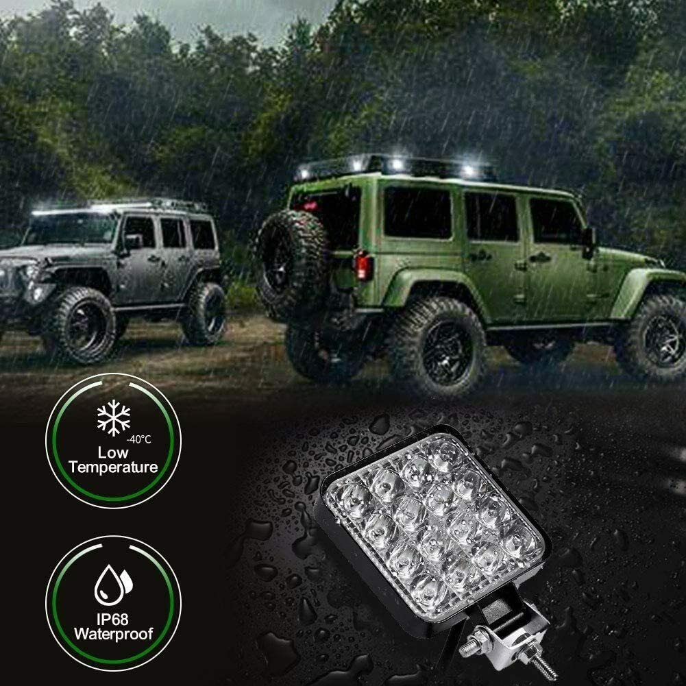 Turboo 4-Inch 48W LED Light Bar - 20PCS Square Spot Work Lights for Off-Road Vehicles, Trucks, ATV, SUV, UTV, 4WD, Jeep & Boat - Waterproof LED Lights for Night Driving, Camping & Outdoor Adventures