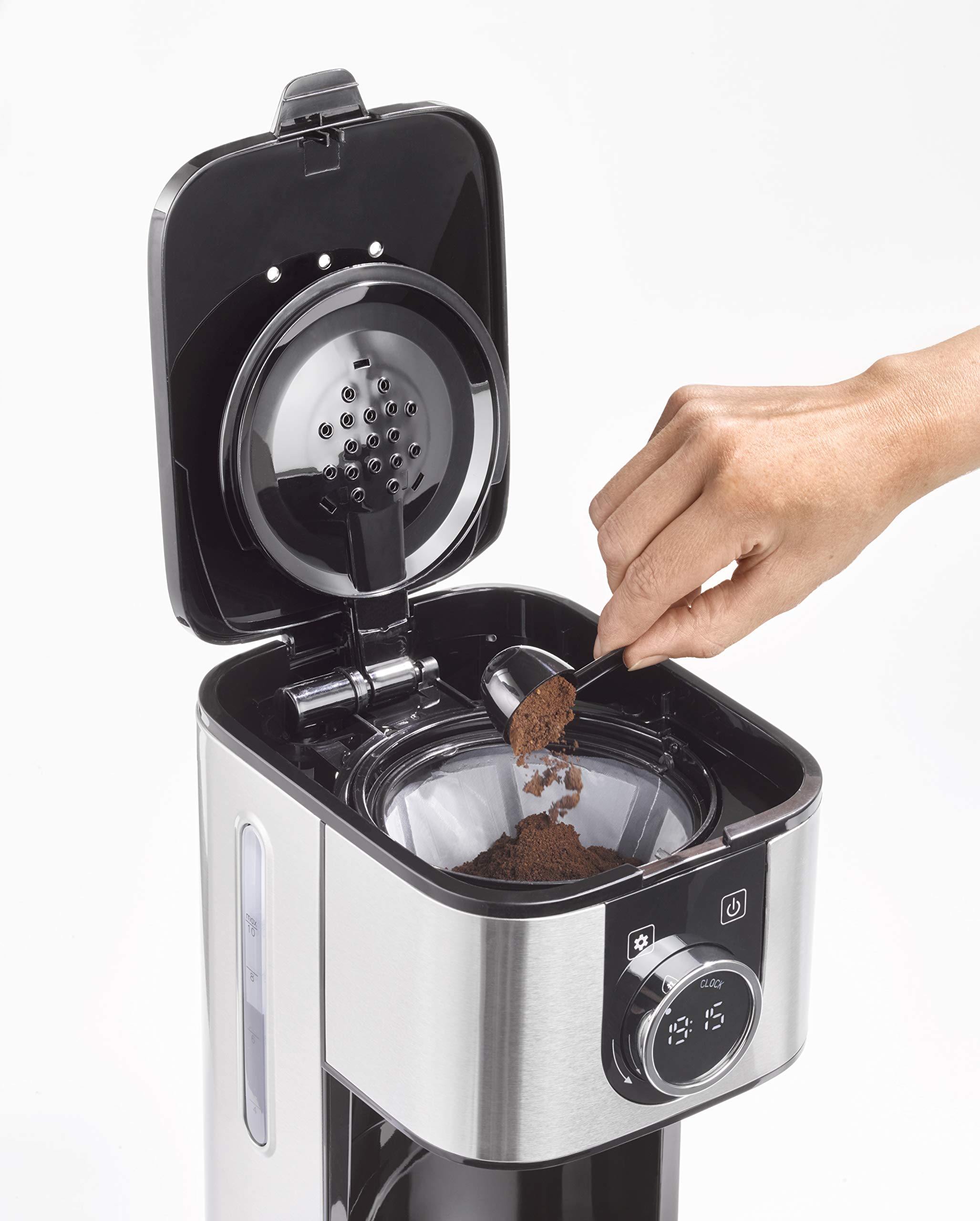 Caso Design 10-Cup Hot Brew Coffee Maker - Stainless Steel Compact Coffee Machine for Home, Office & Small Spaces | Fast Brewing & Easy to Use