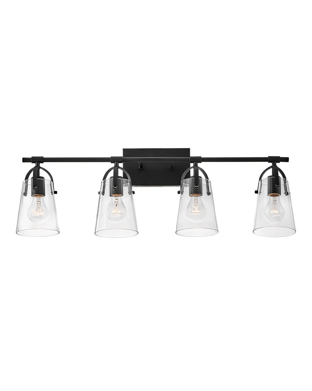 Hinkley Foster Collection 4-Light Bathroom Vanity Light Fixture - Black Finish with Clear Glass Shades for Bathroom Mirror Lighting & Modern Home Decor