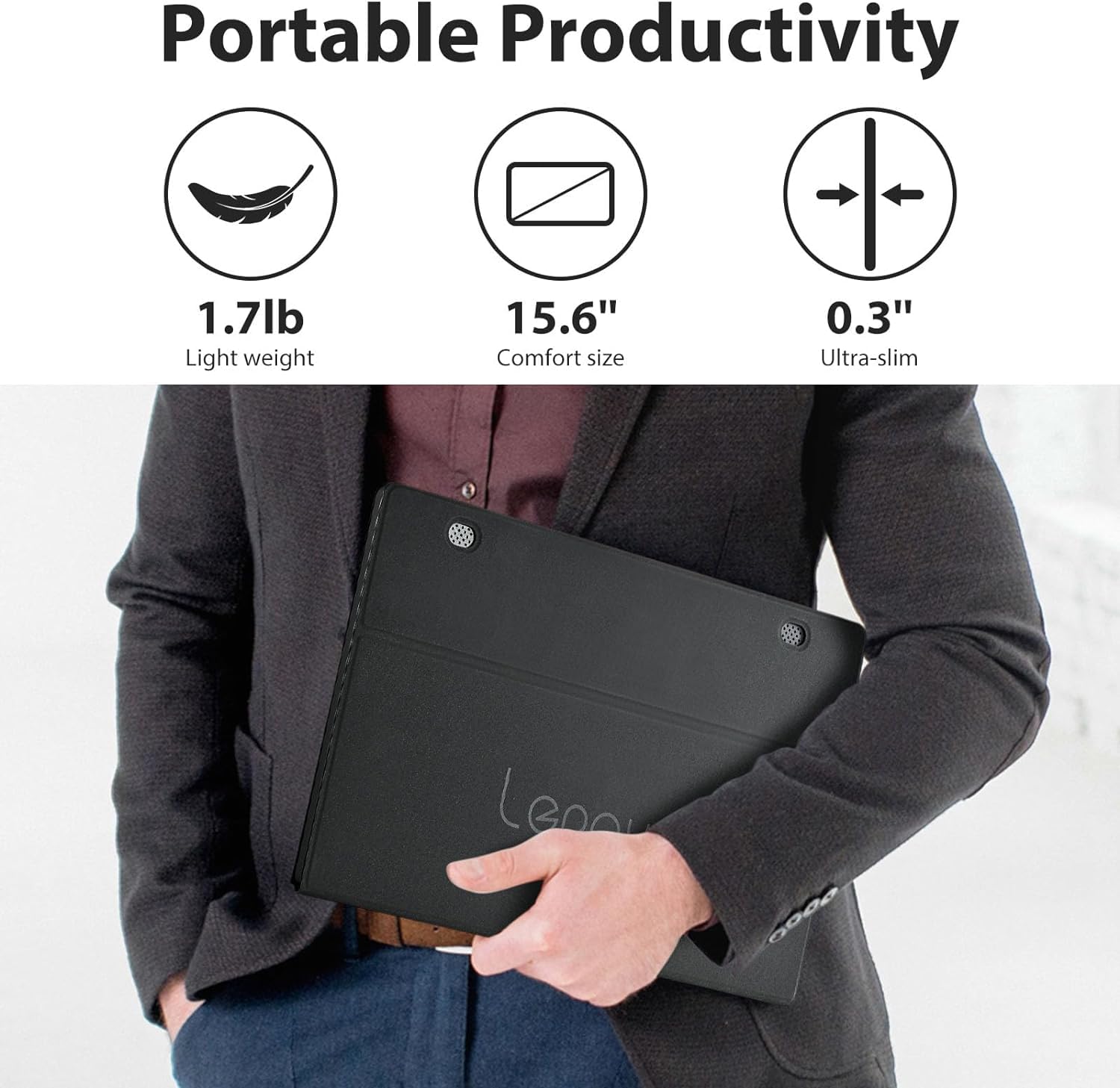 Lepow 15.6 Inch Portable Monitor - FHD 1080P IPS Display, Ultra-Slim USB-C HDMI External Screen with Built-in Speakers & Eye Care Technology, Smart Cover Included - Perfect for Gaming, Laptop, PC, PS4, Xbox & Mobile Devices - Plug & Play Black - Ideal for Remote Work, Travel & Multi-Screen Setup