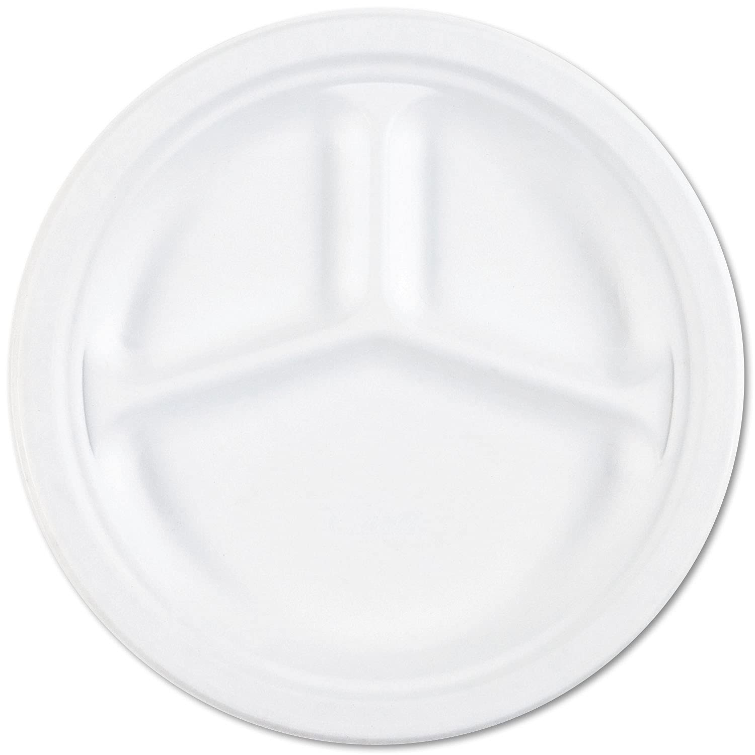 AbilityOne Triple Compartment Paper Plates - 7350-01-263-6700 - Disposable Lunch Trays for School, Office & Catering Events