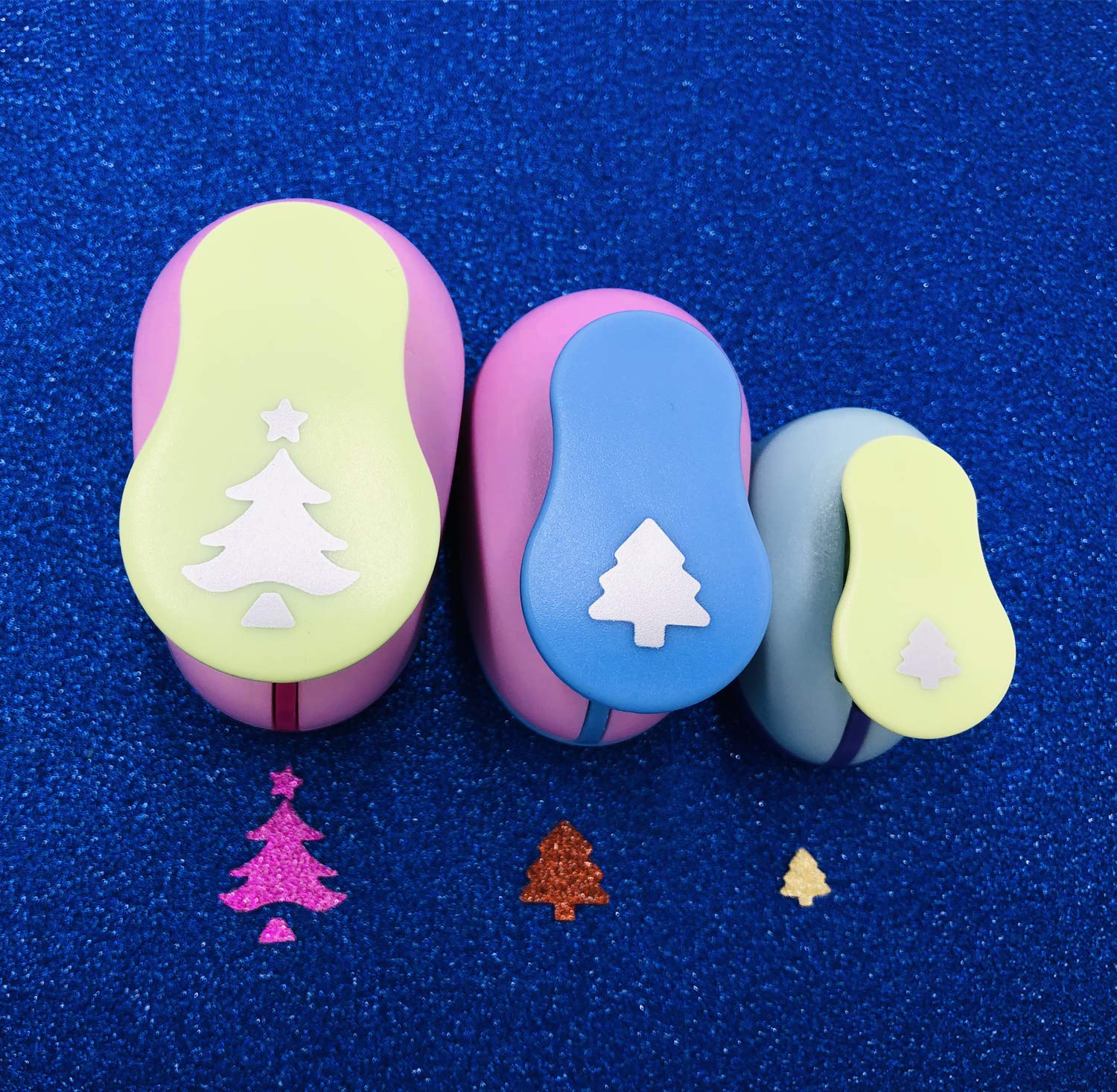 3 Pcs Christmas Tree Hole Punch Set - 8mm, 15mm, 25mm Scrapbooking Paper Punches for Card Making, DIY Albums & Holiday Crafts (Perfect for Christmas Cards, Gift Tags & Scrapbook Decorations)