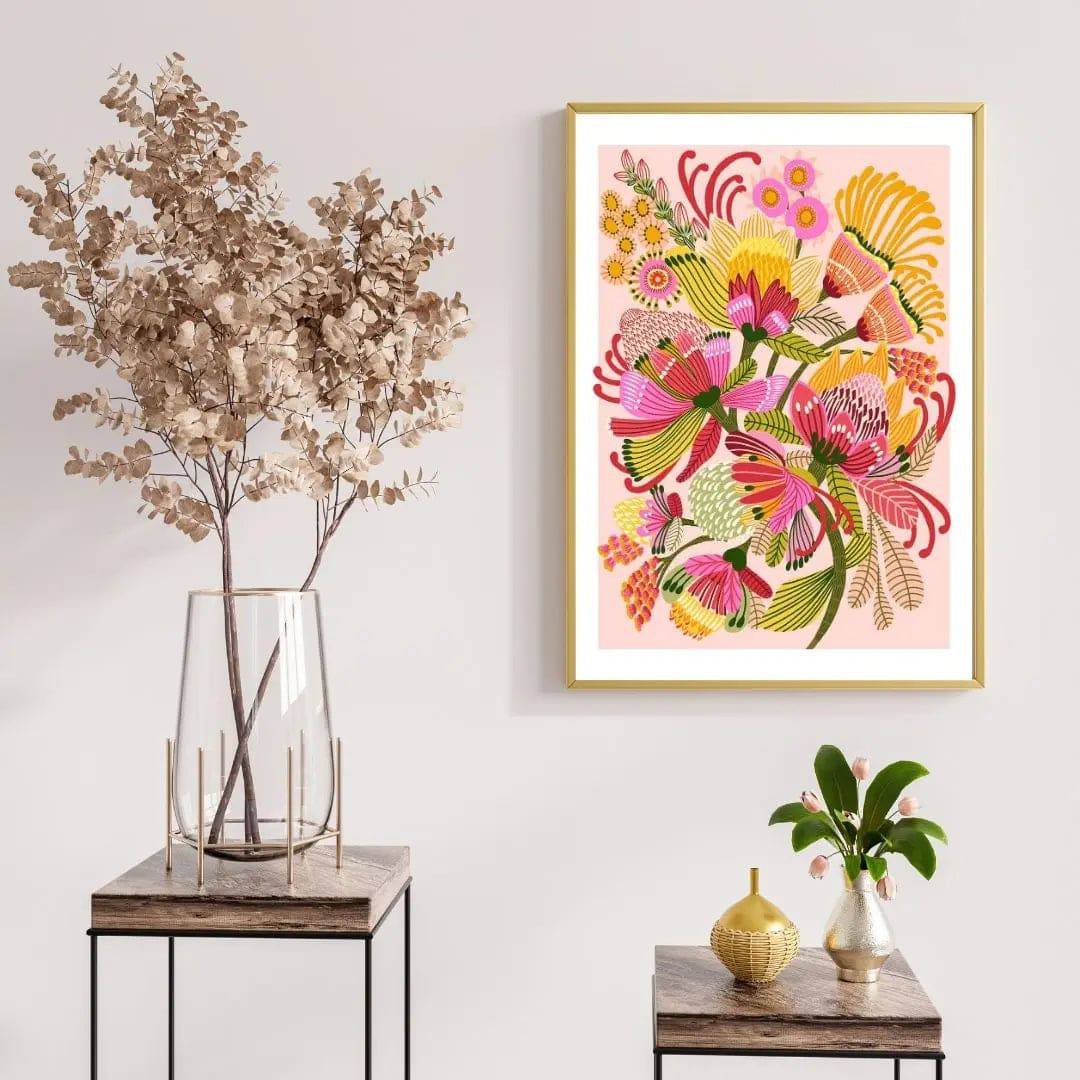 Wild Proteas Modern Wall Art Print - Vibrant Floral Decor for Living Room, Bedroom & Office | Premium Canvas Painting for Home & Office Decor