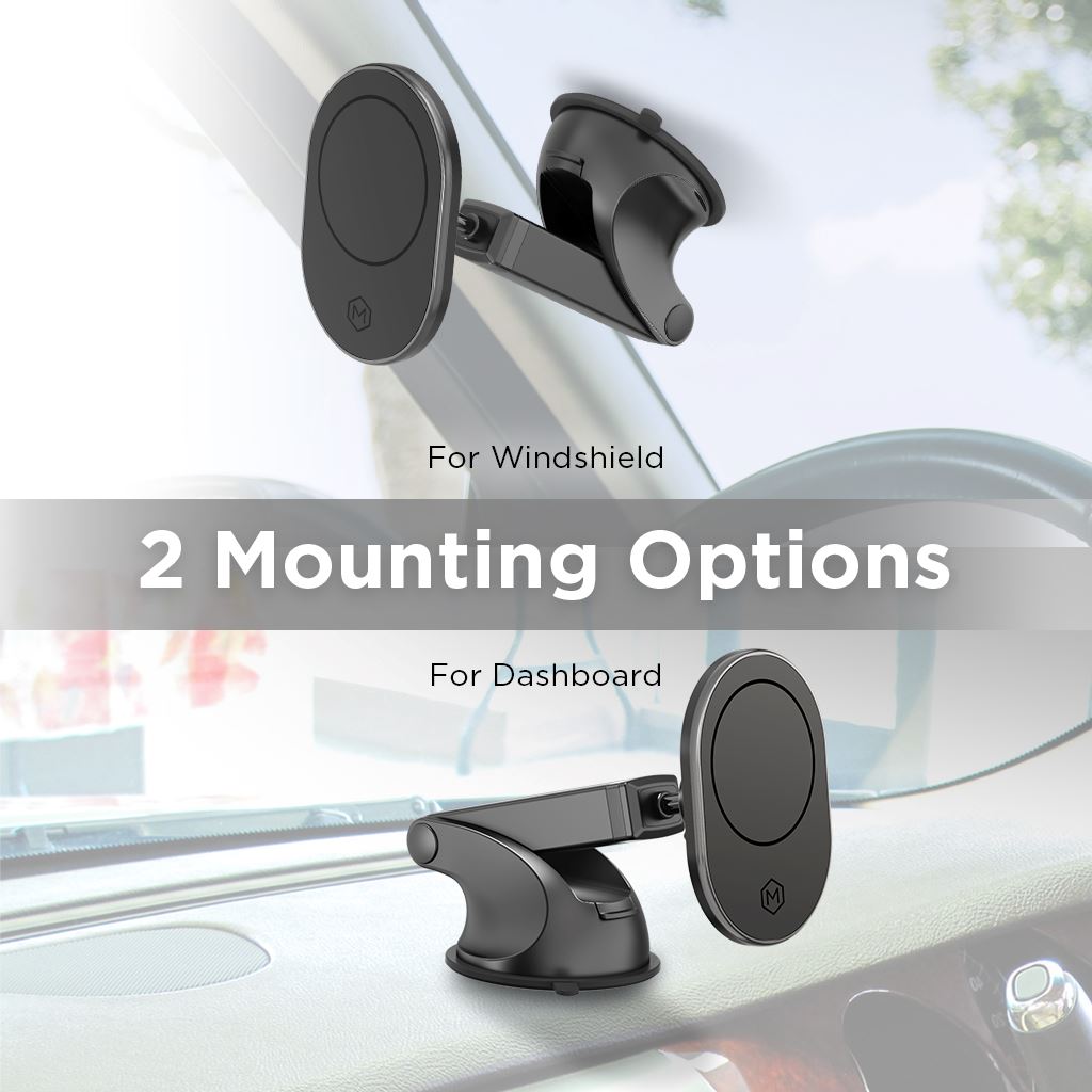 MagSafe Magnetic Suction Cup Car Mount Holder for iPhone 15 14 13 12 Pro Max - Strong Adhesive Dashboard Windshield Phone Stand - Perfect for Driving, Navigation & Hands-Free Calls